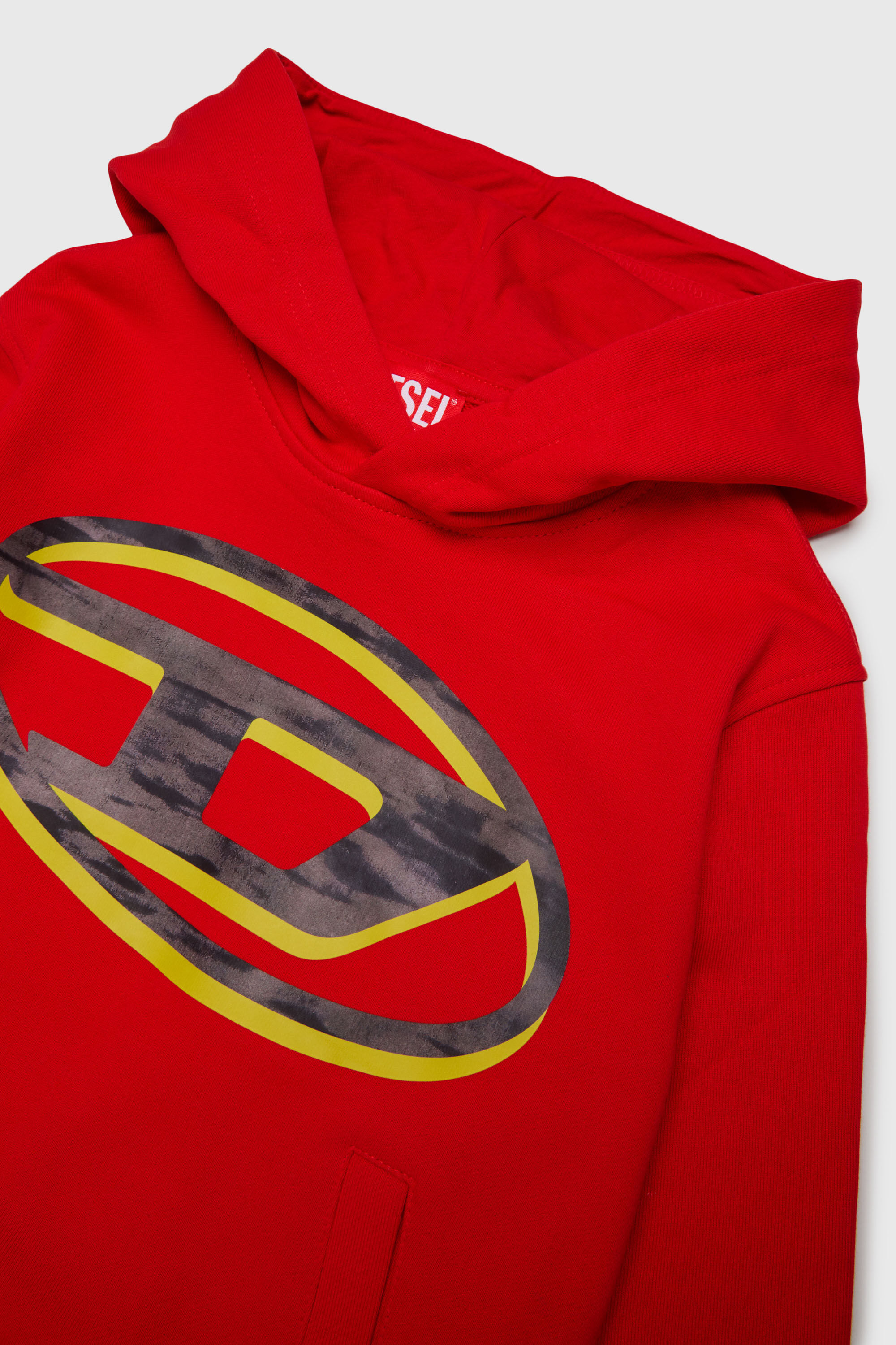 Diesel - SVELLYHOOD OVER, Sweat &agrave; capuche avec imprim&eacute; Oval D bicolore Homme in Rouge - 3