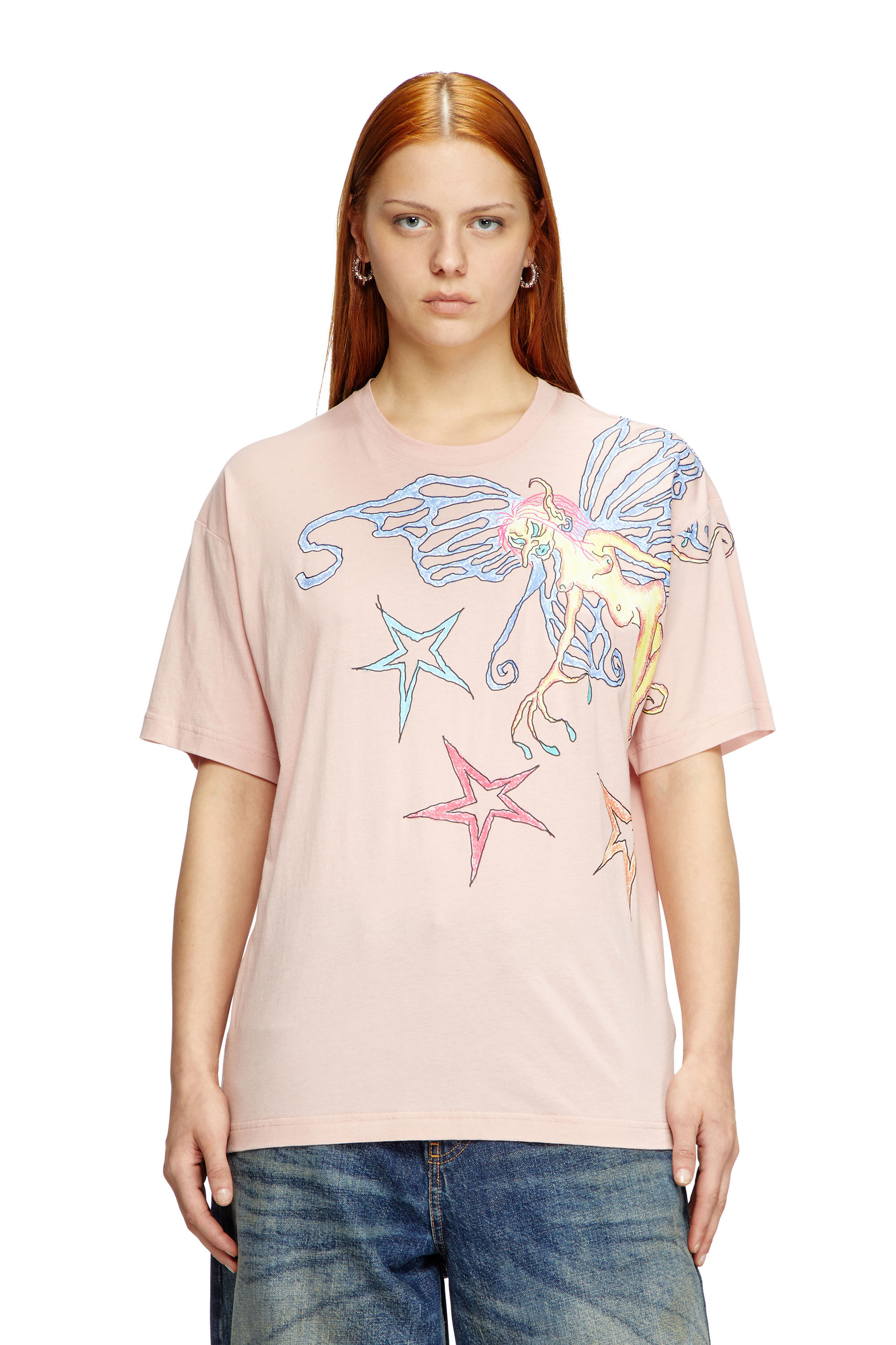 Diesel - T-BUXT-Q1, T-shirt avec imprimé graphique Femme in Rose - 3