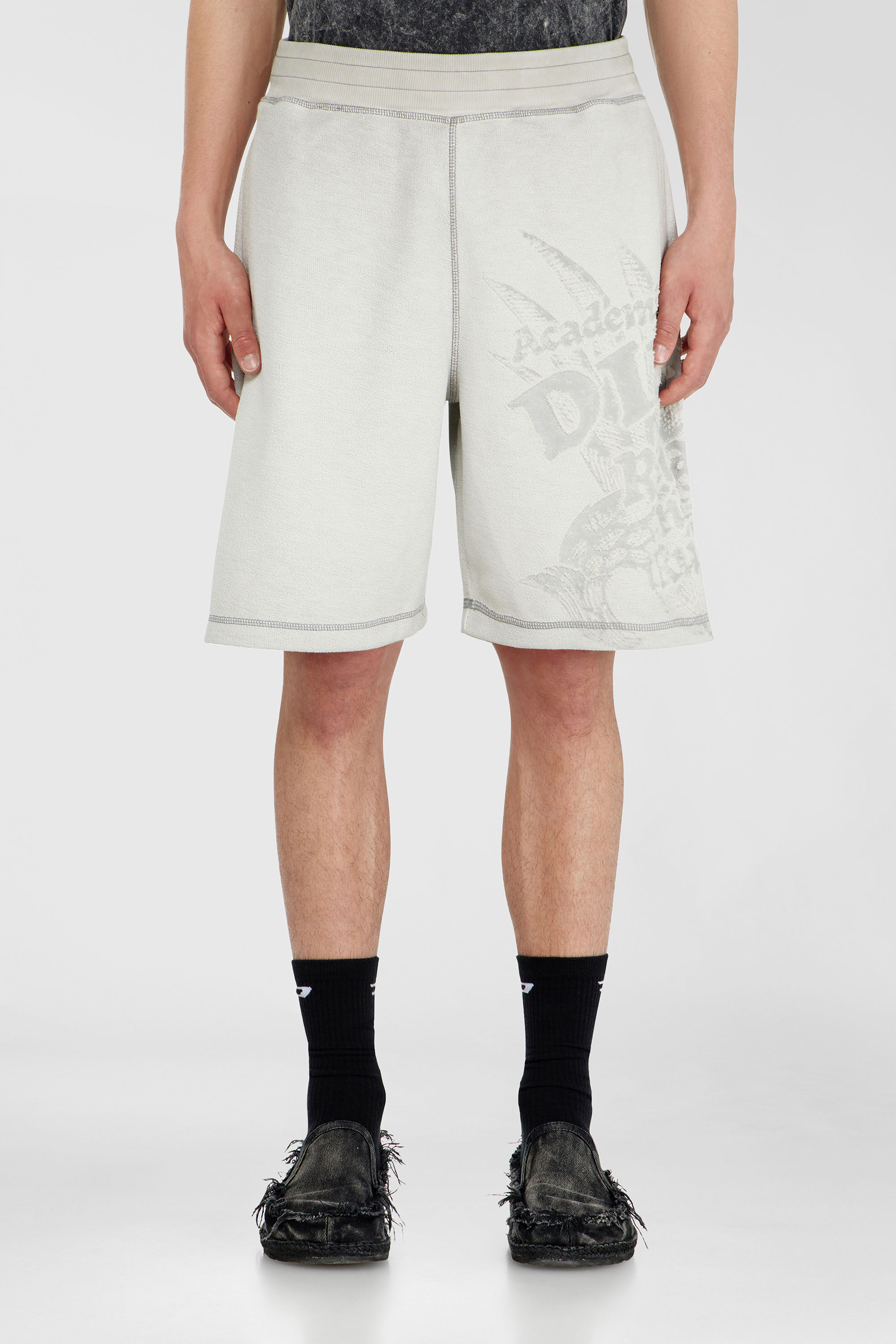 Diesel - P-RAWCROW, Short pants avec motifs d&eacute;vor&eacute; Homme in Gris - 3