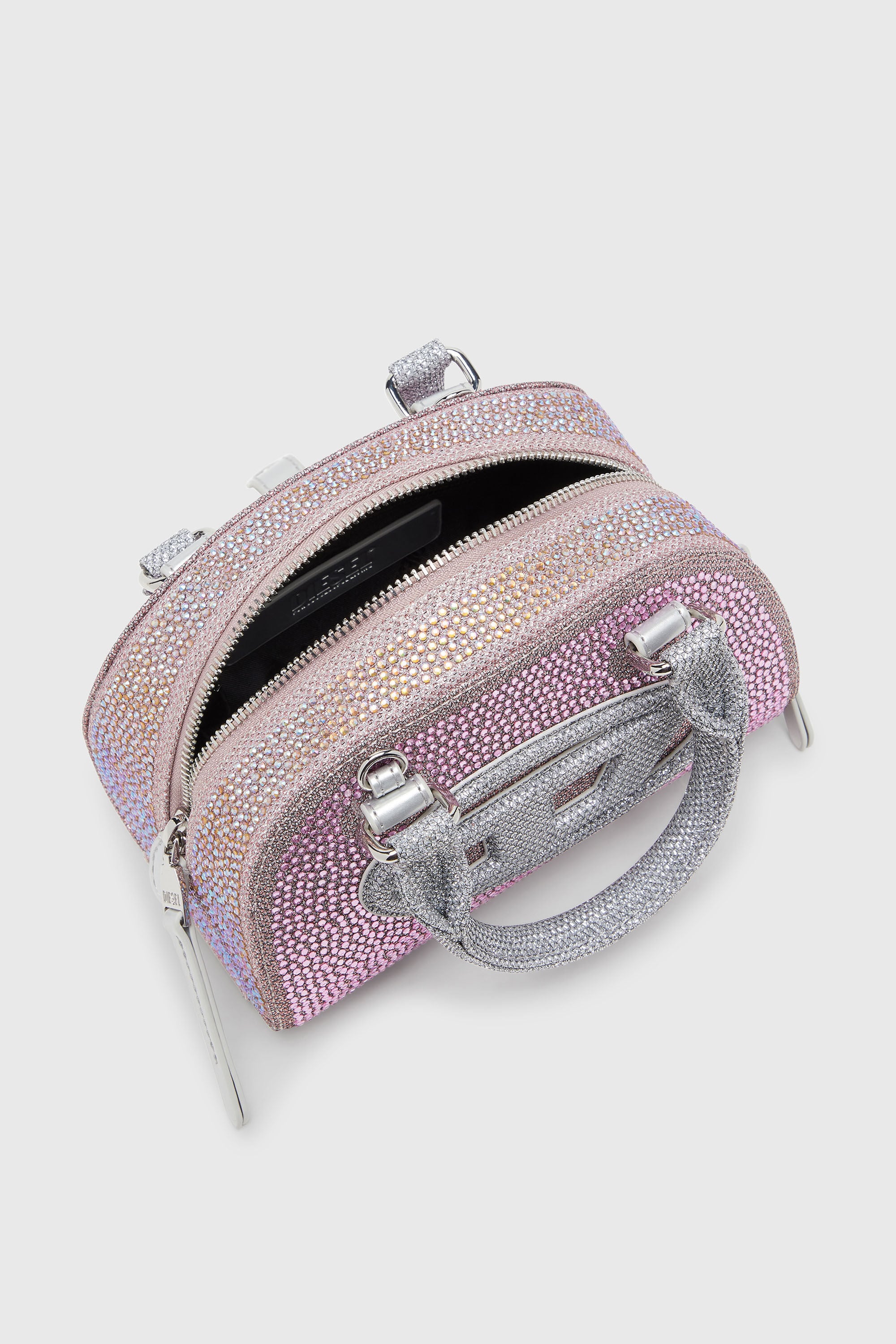 Diesel - 1DR DOME CROSSBODY, 1DR Dome - Petit sac bandouli&egrave;re en Lurex cristal Femme in Rose - 3