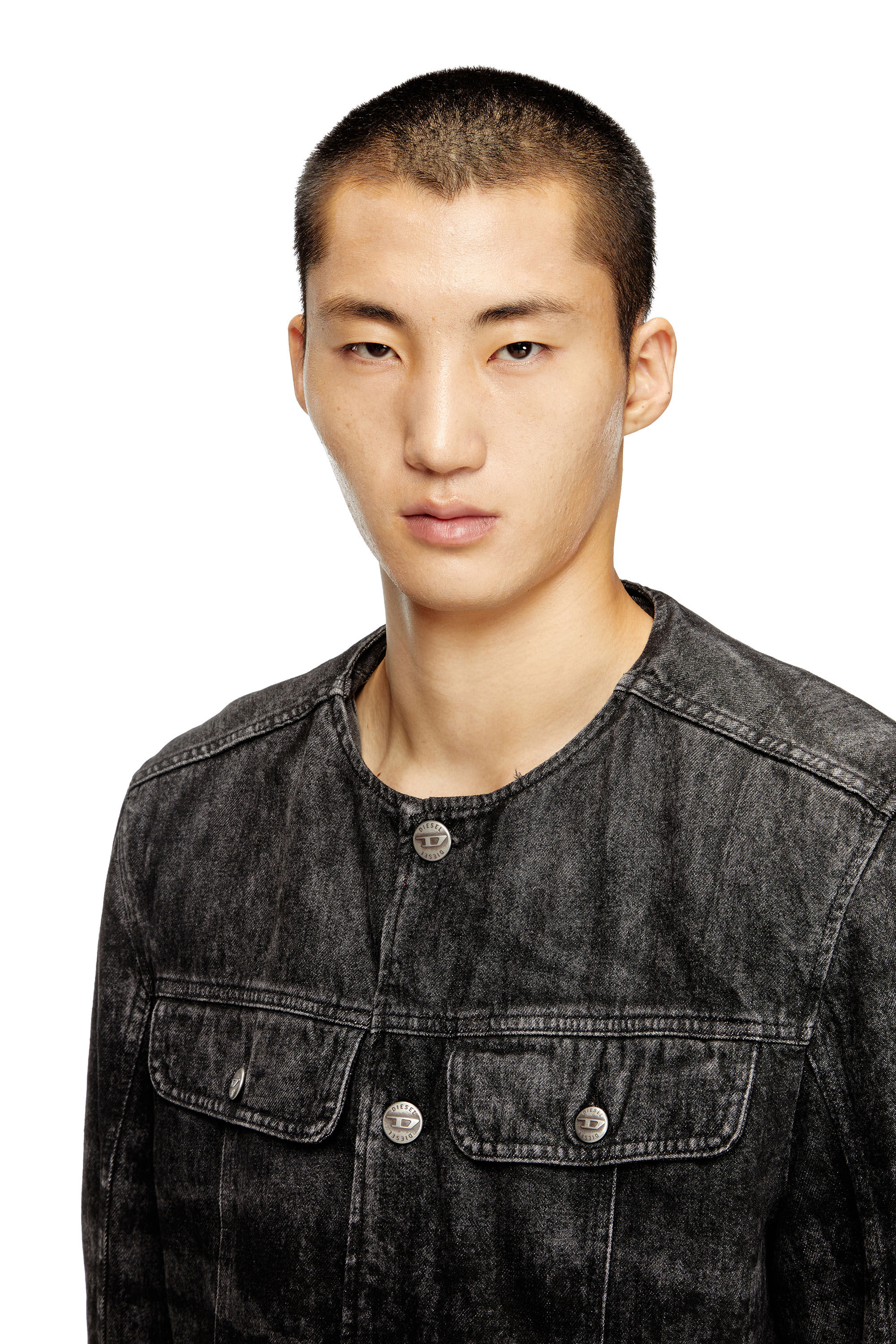 Diesel - D-ABERDEEN-FSH2, Veste en denim de coton et chanvre gravé au laser Homme in Noir - 5