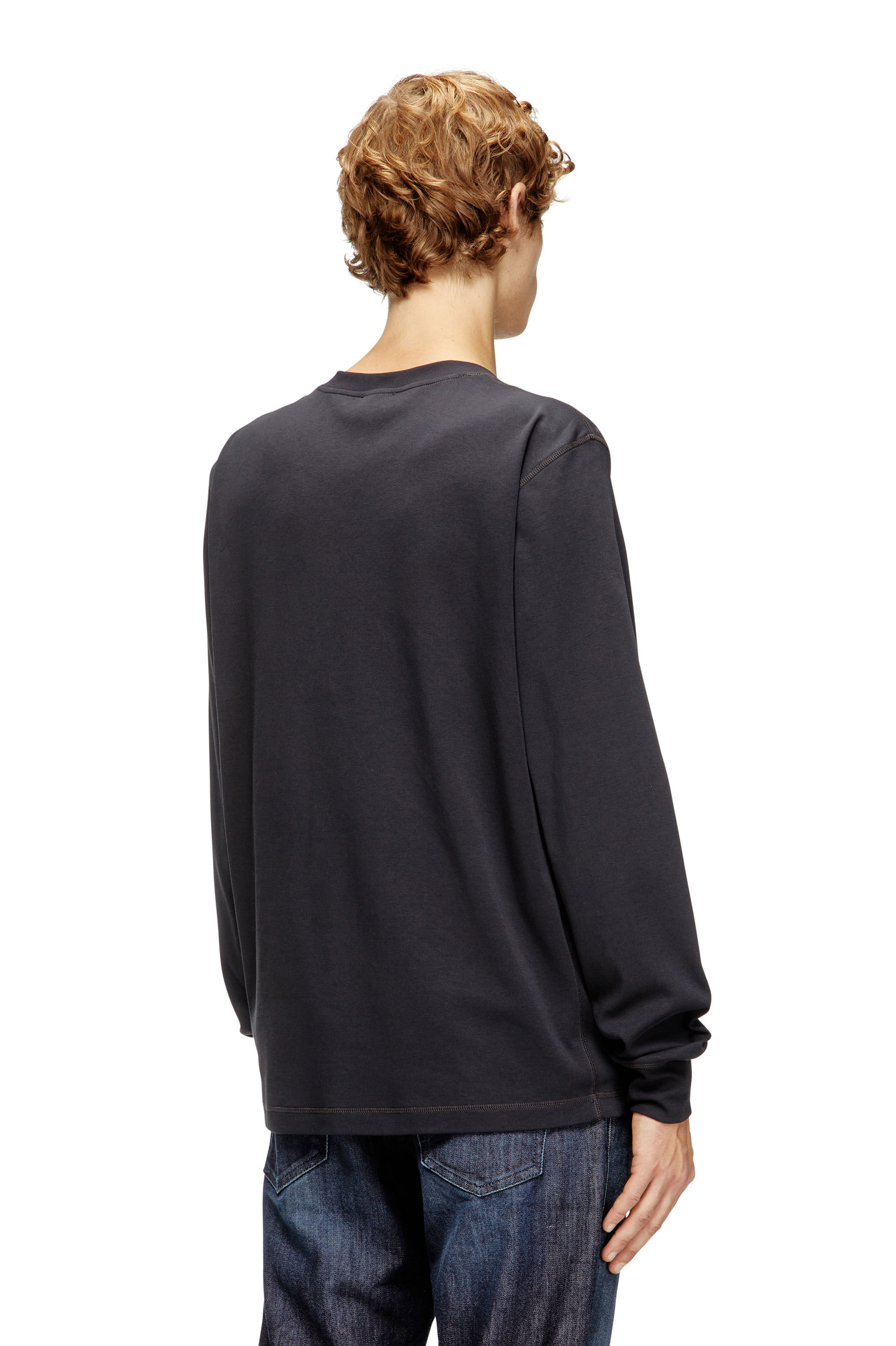 Diesel - T-MADJUST-LS-TR, T-shirt à manches longues en coton avec Oval D Homme in Gris - 4