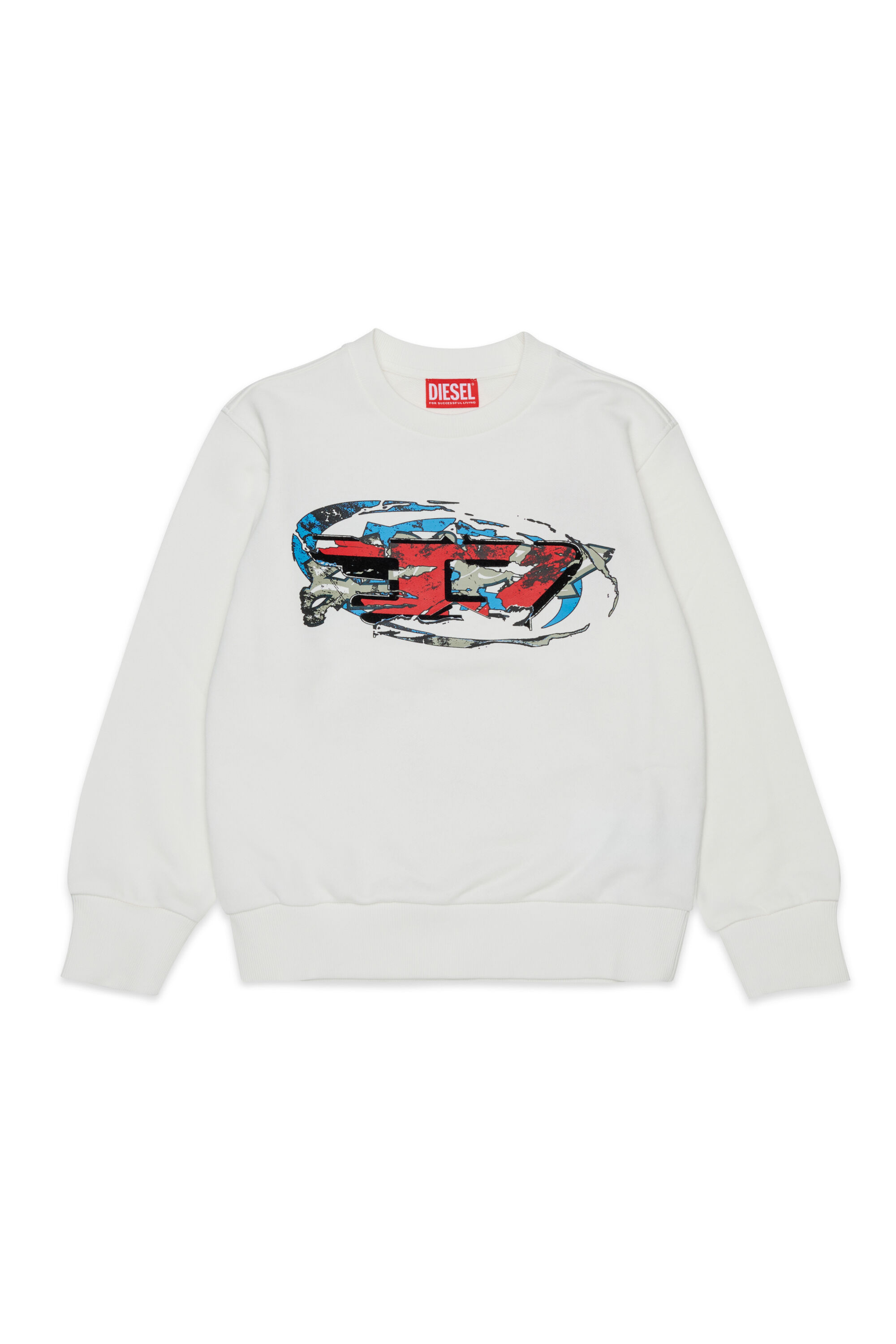 Diesel - SCRAP OVER, Sweat-shirt avec imprim&eacute; graphique Oval D Homme in Blanc - 1