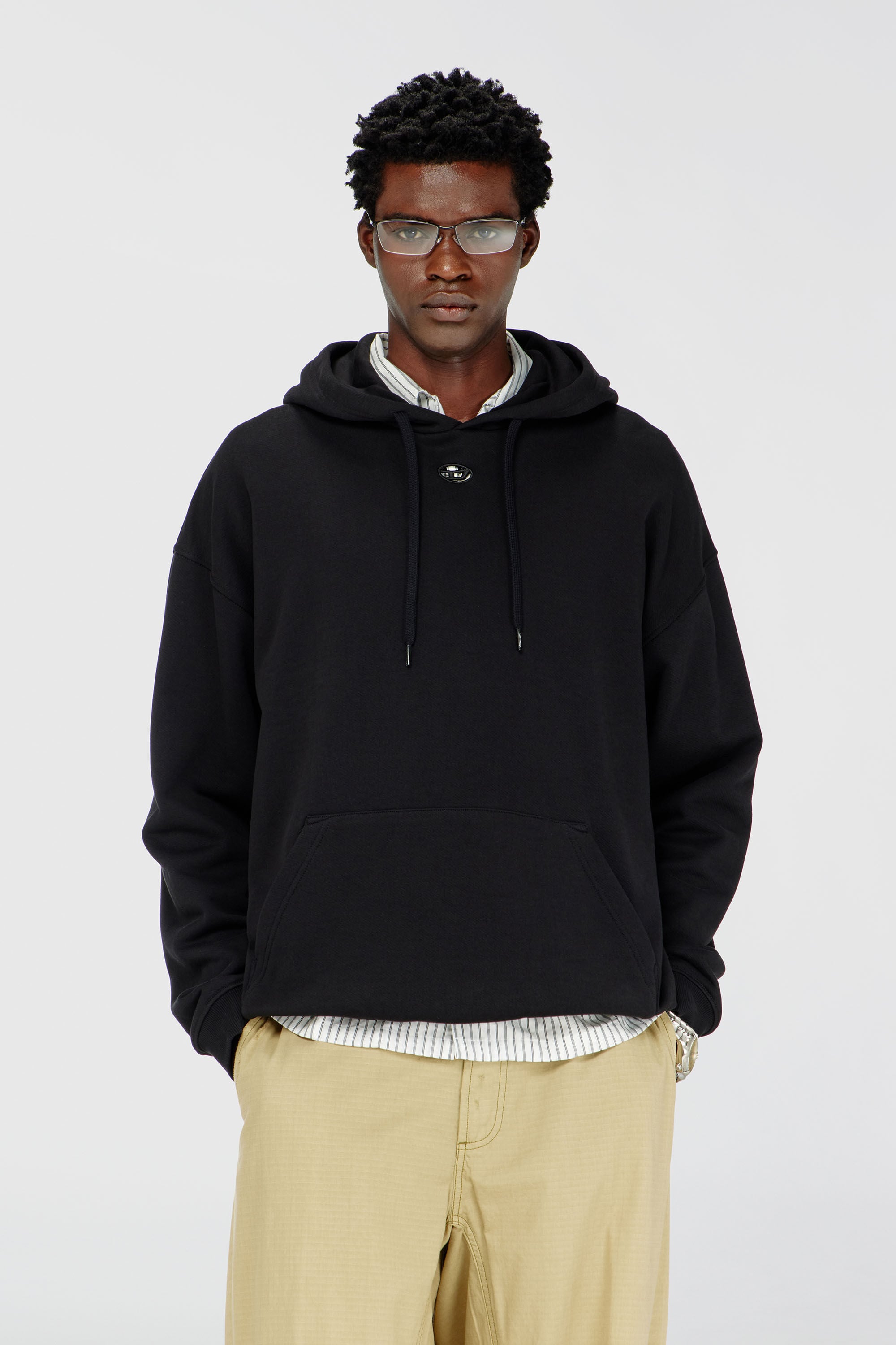 Diesel - S-BOXT-HOOD-DCO, Sweat &agrave; coupe d&eacute;contract&eacute;e avec poche kangourou Homme in Noir - 3