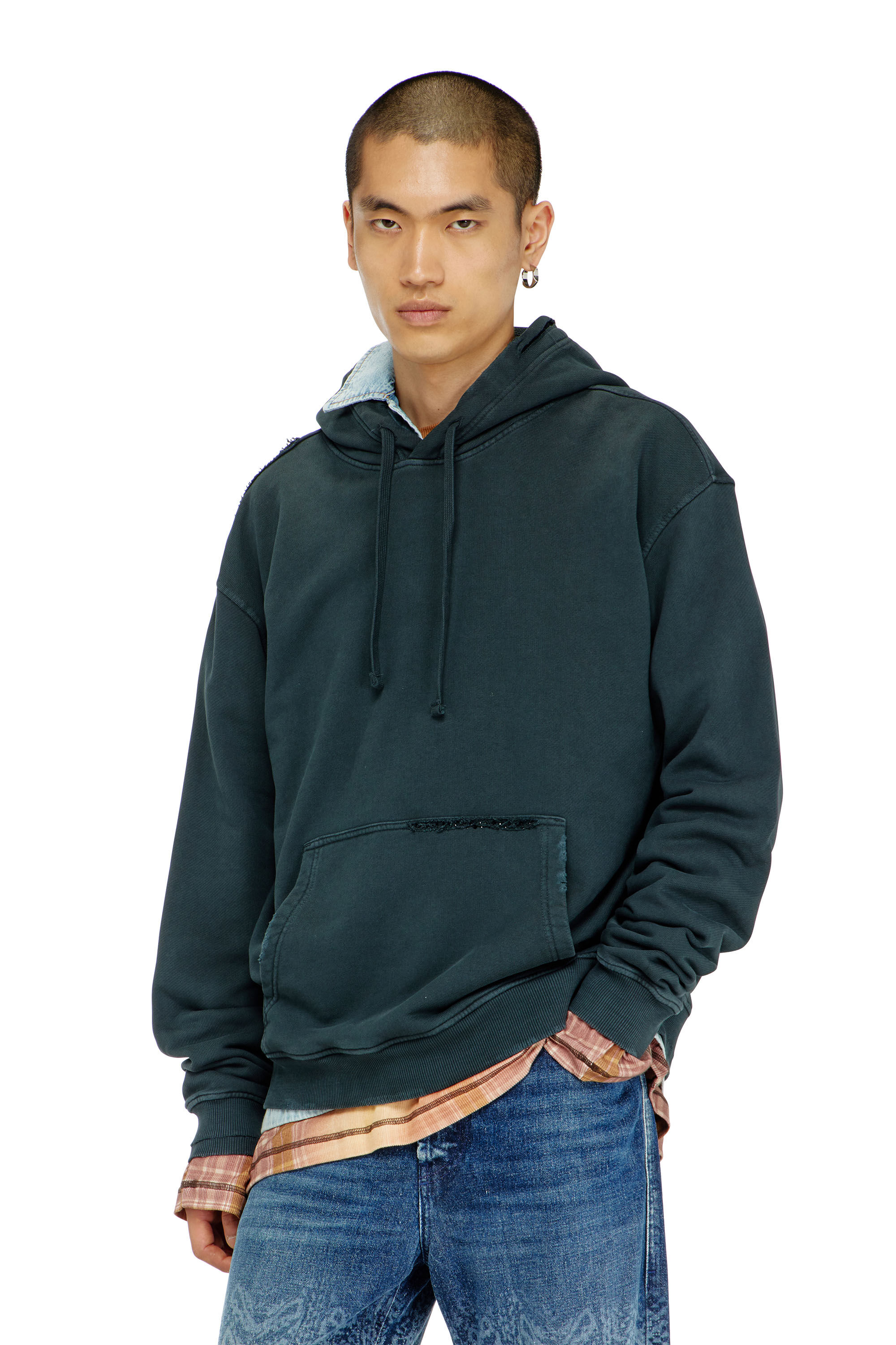 Diesel - S-NORM-HOOD-CRYSTALS, Sweat &agrave; capuche avec d&eacute;chirures et d&eacute;tails en cristal Homme in ToBeDefined - 2