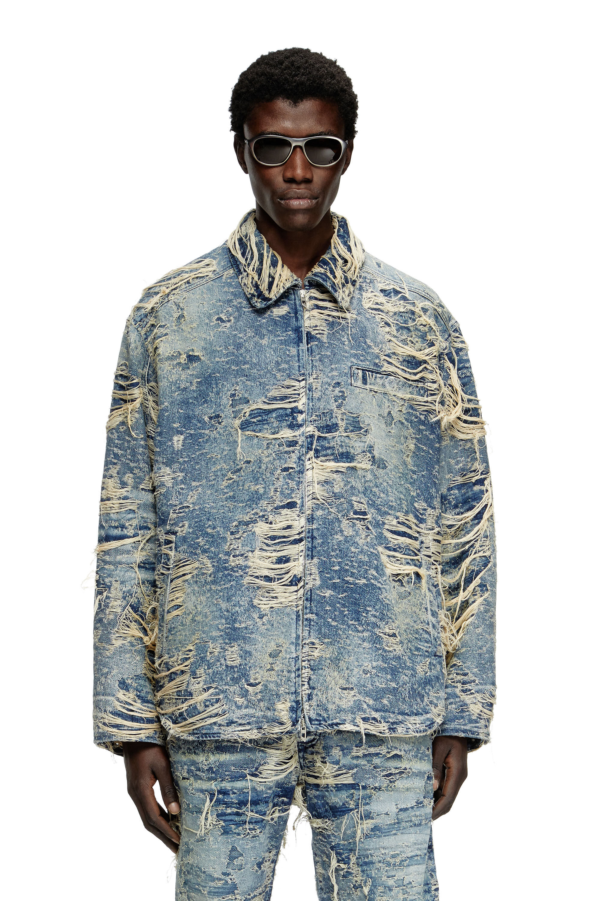 Diesel - D-IVAR-FSG1, Veste en denim à fils flottants Homme in Bleu - 3