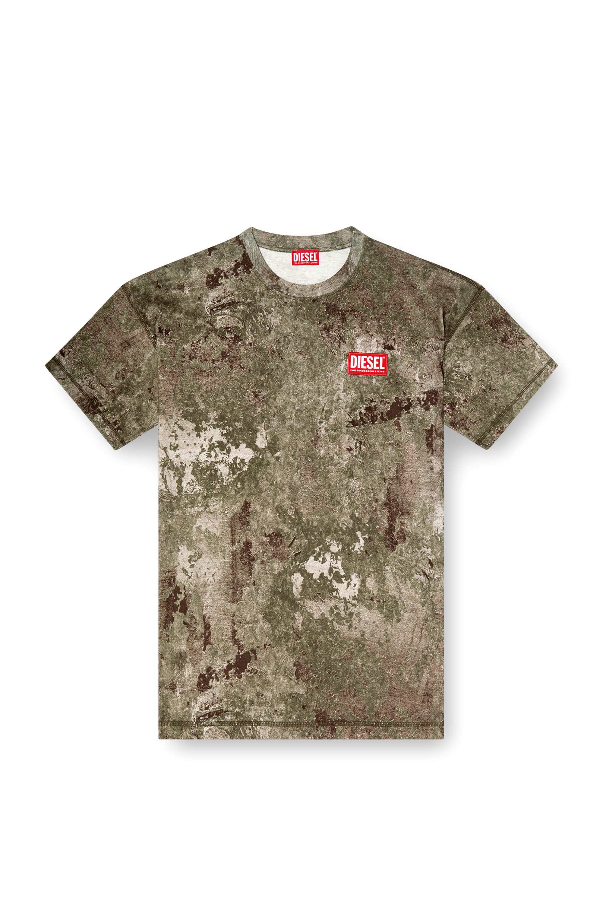 Diesel - T-BOXT-R12, T-shirt dévoré effet marbré Homme in Vert - 2