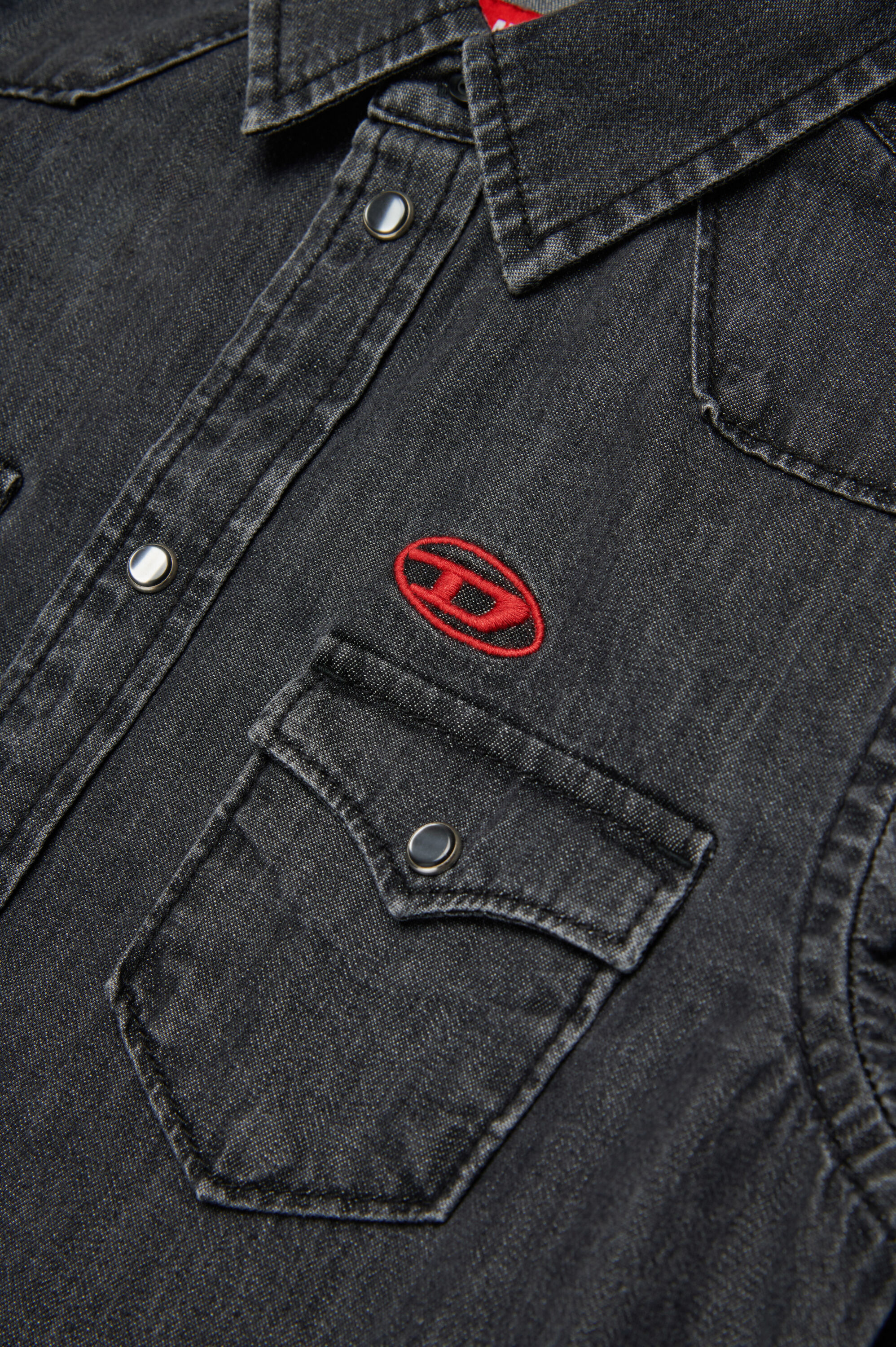 Diesel - CEKO, Chemise Western en denim Homme in Noir - 4