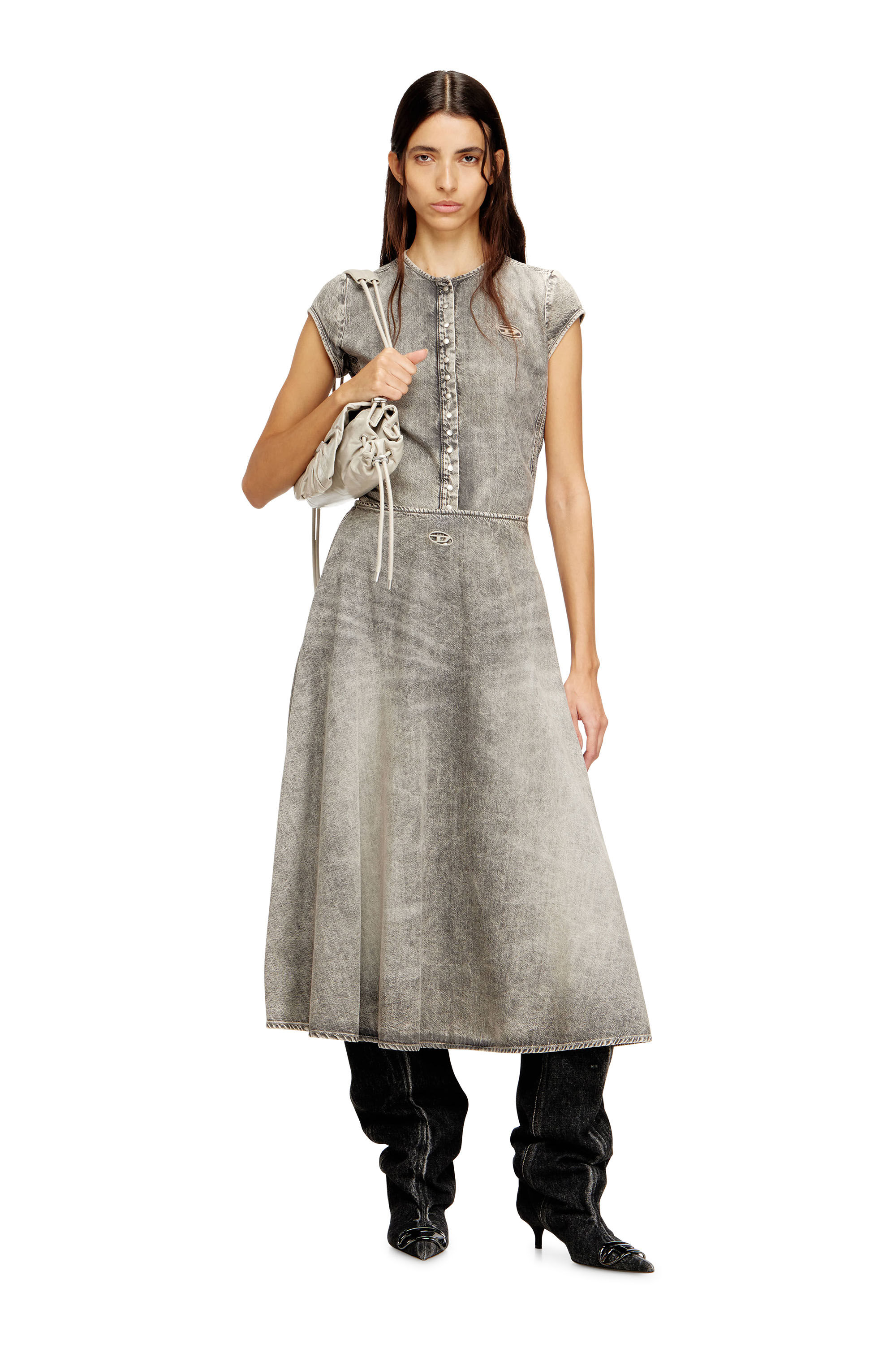 Diesel - SCRUNCH-D SHOULDER S, Scrunch-D S-Sac &agrave; bandouli&egrave;re en cuir froiss&eacute; Femme in Blanc - 7