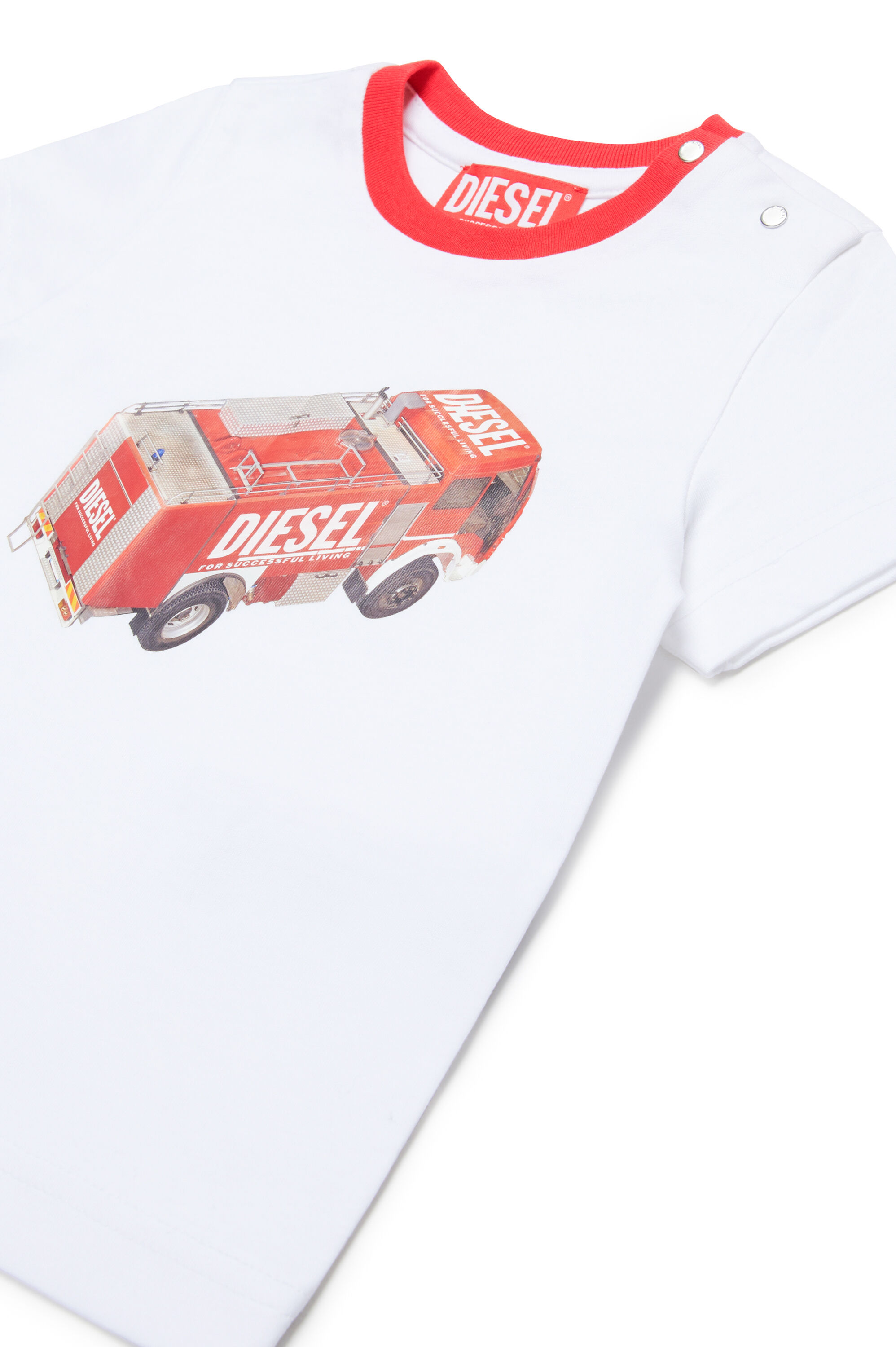 Diesel - MTAB, T-shirt avec imprimé camion de pompiers Homme in Blanc - 3