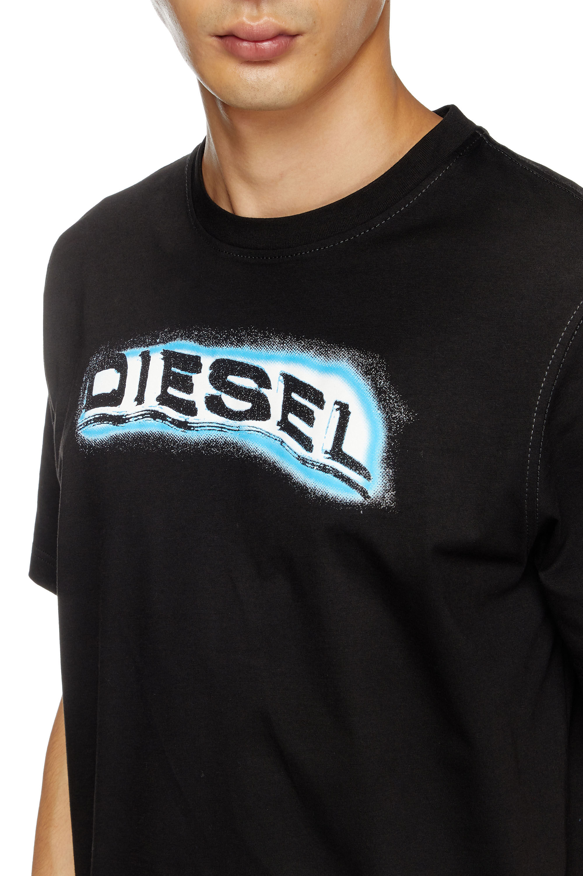 ★DIESEL★ T-Adjust R4 T-Shirt Black A163970GRAI9XX A163970G Men's T-shirt with puff-print logo | Black | Diesel