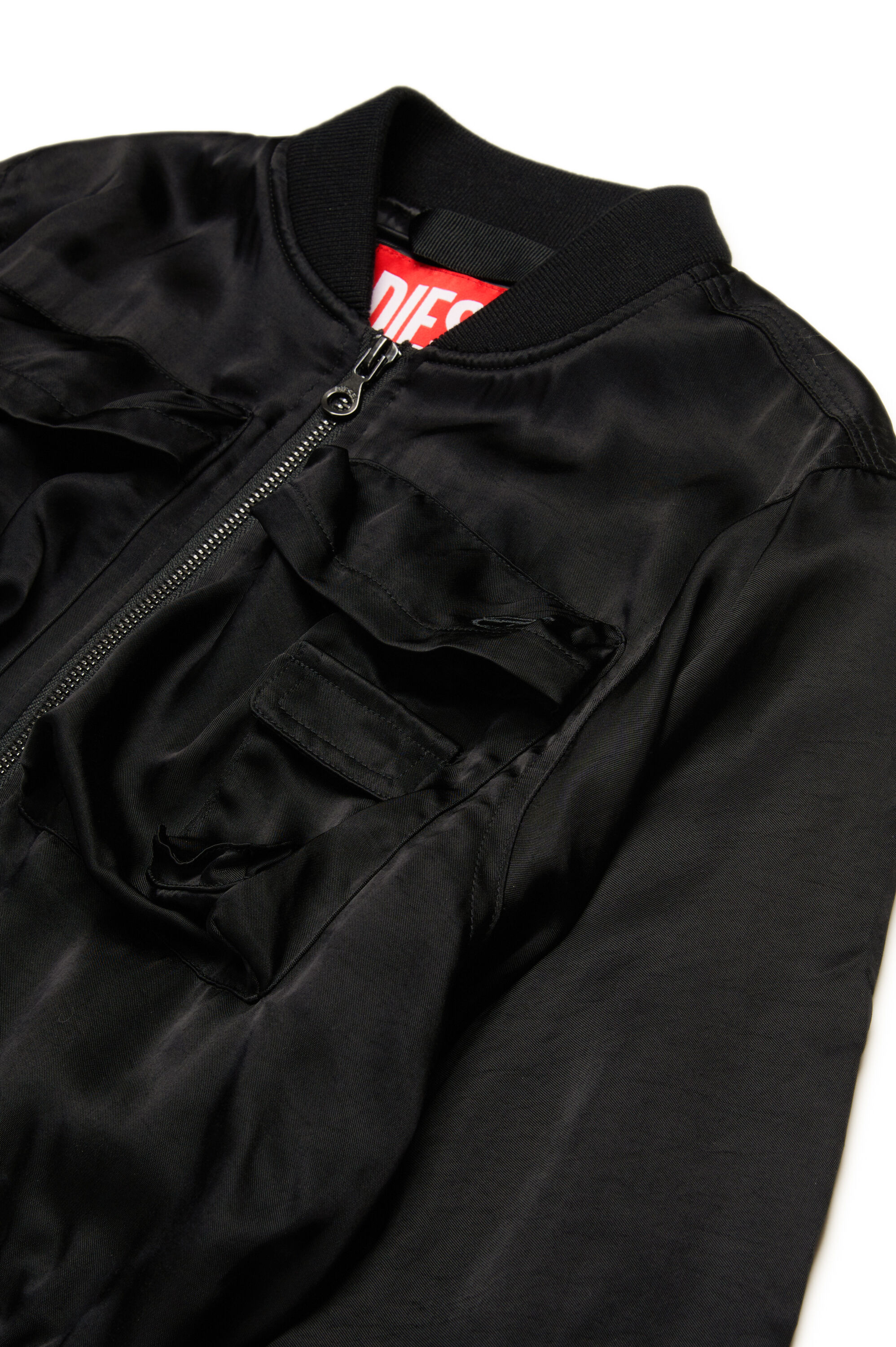 Diesel - JGKHLOWS, Veste bomber en satin avec poches cargo Femme in Noir - 3