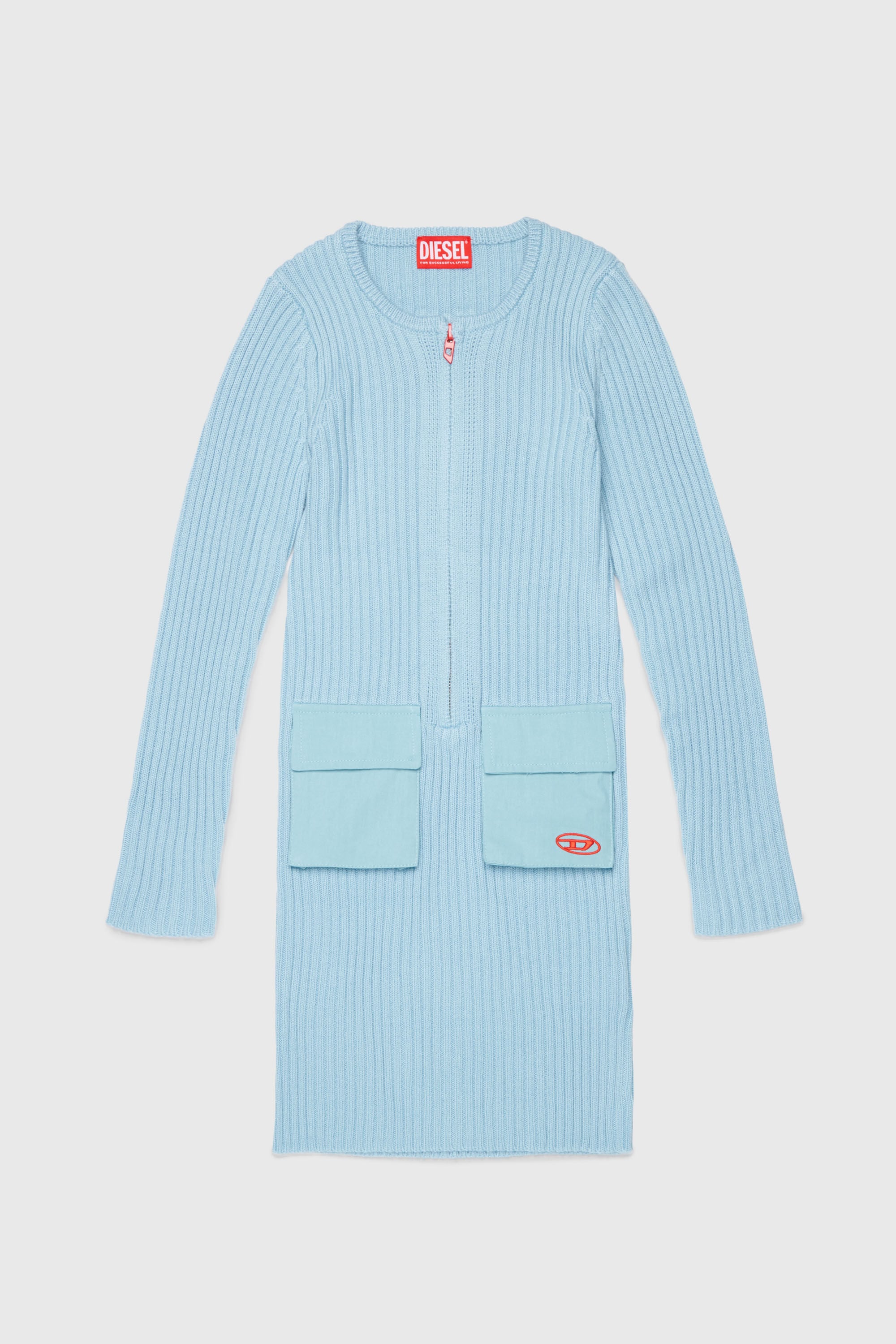 Diesel - DAMMY, Robe midi en maille c&ocirc;tel&eacute;e avec poches utility Femme in ToBeDefined - 1