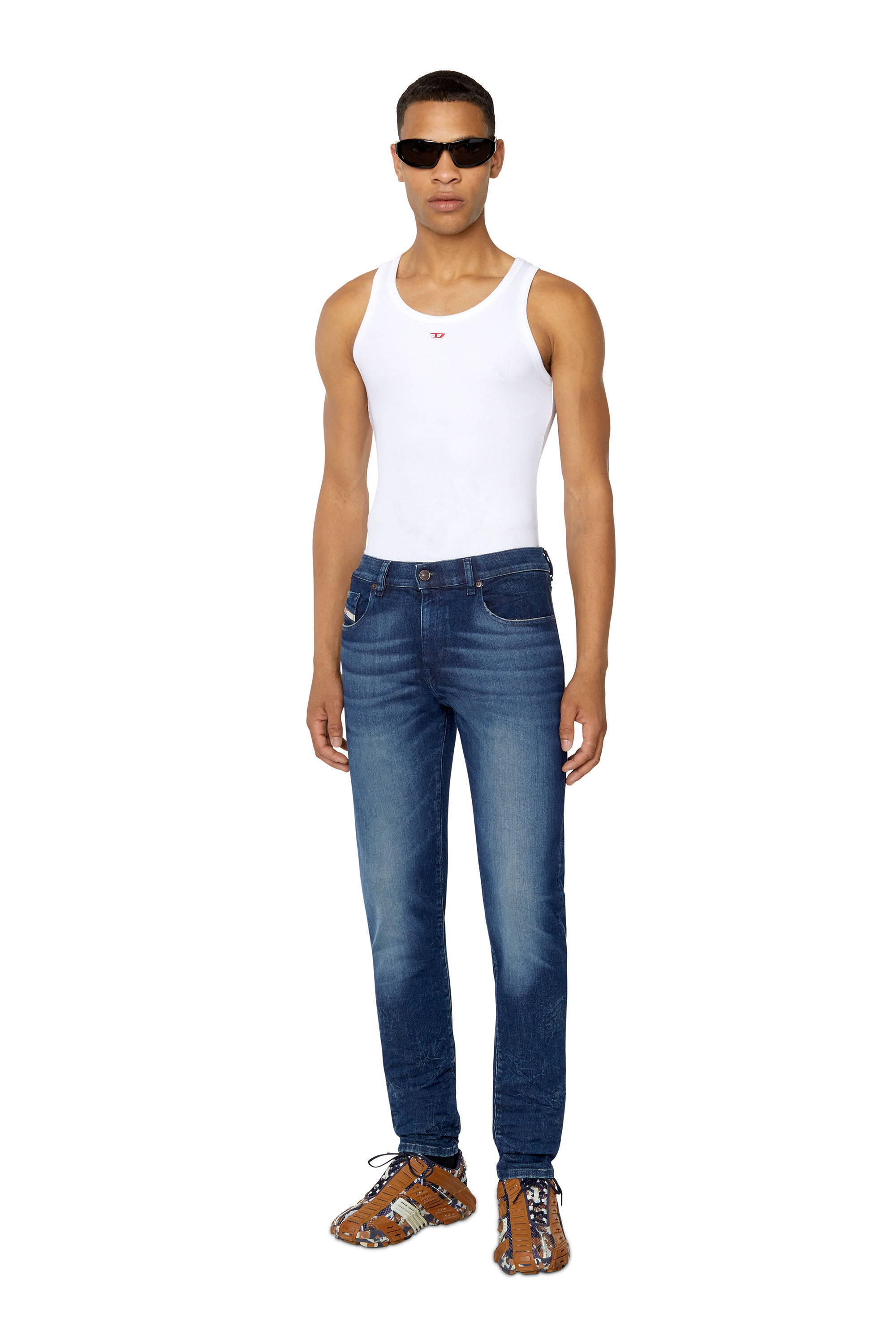 Diesel - 2019 D-Strukt 09F54 Slim Jeans, Dark Blue - Image 1
