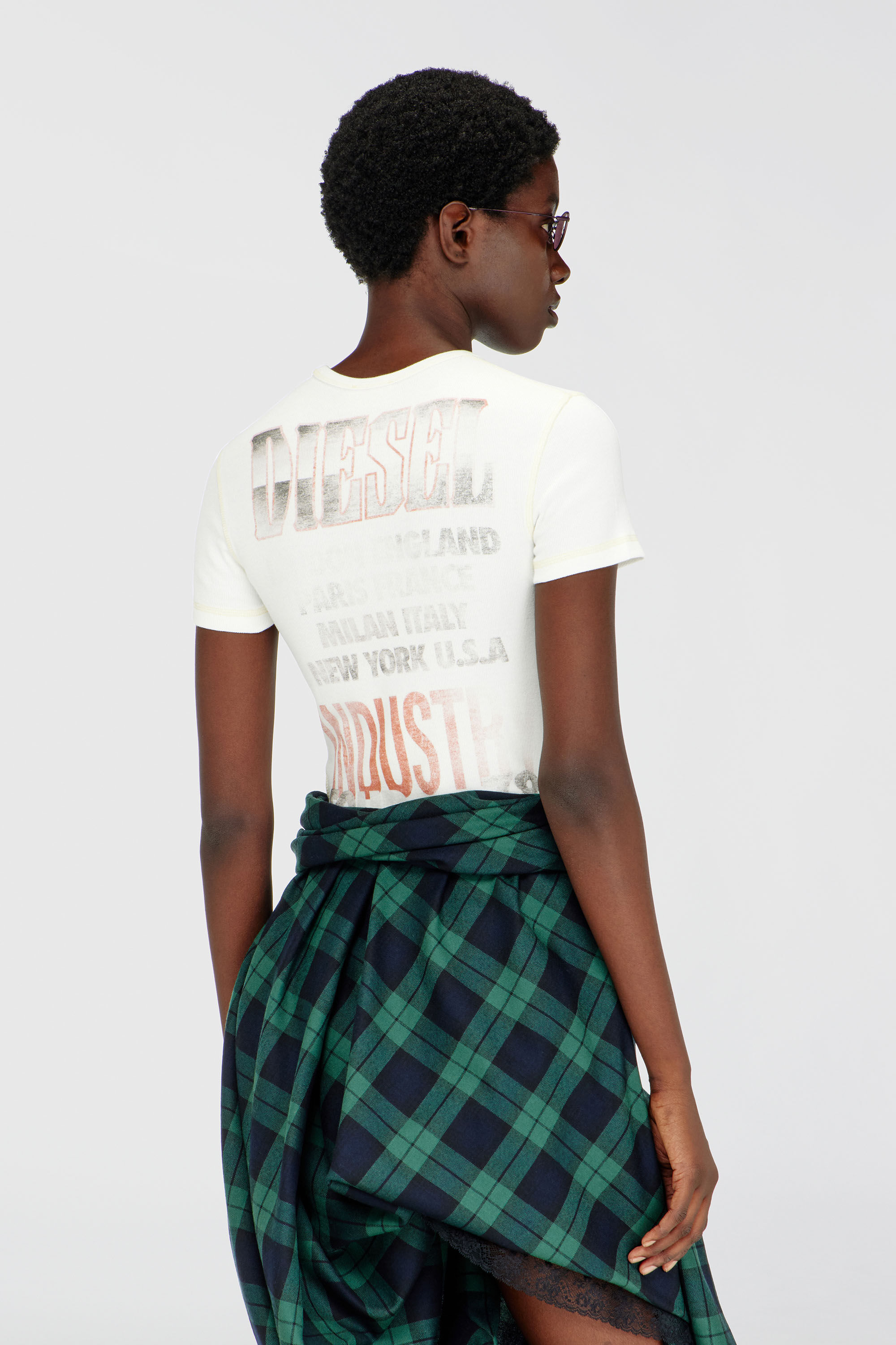 Diesel - T-MARSY-RIB, Woman's Ribbed T-shirt with concert graphics in White - 4