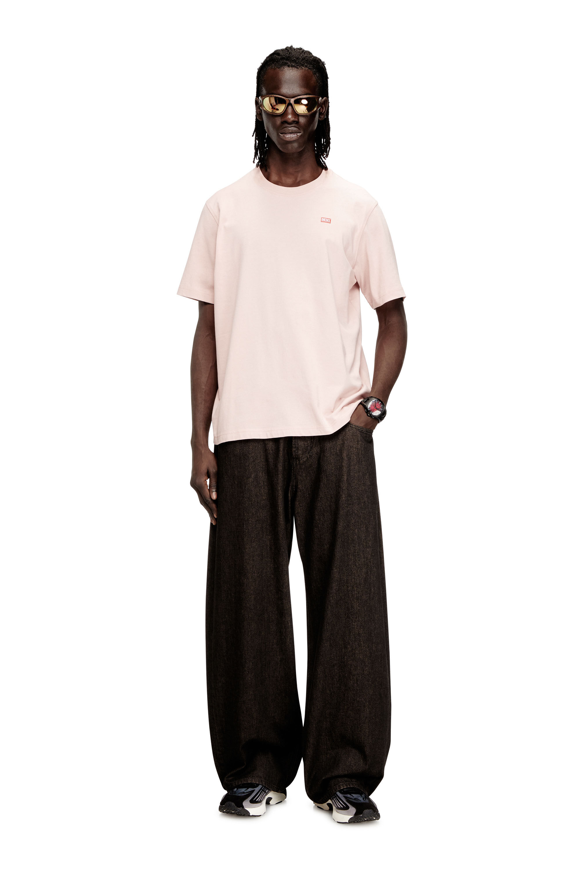 Diesel - T-ADJUST-V10, Man's Regular T-shirt with Diesel patch and photo print in null - 1