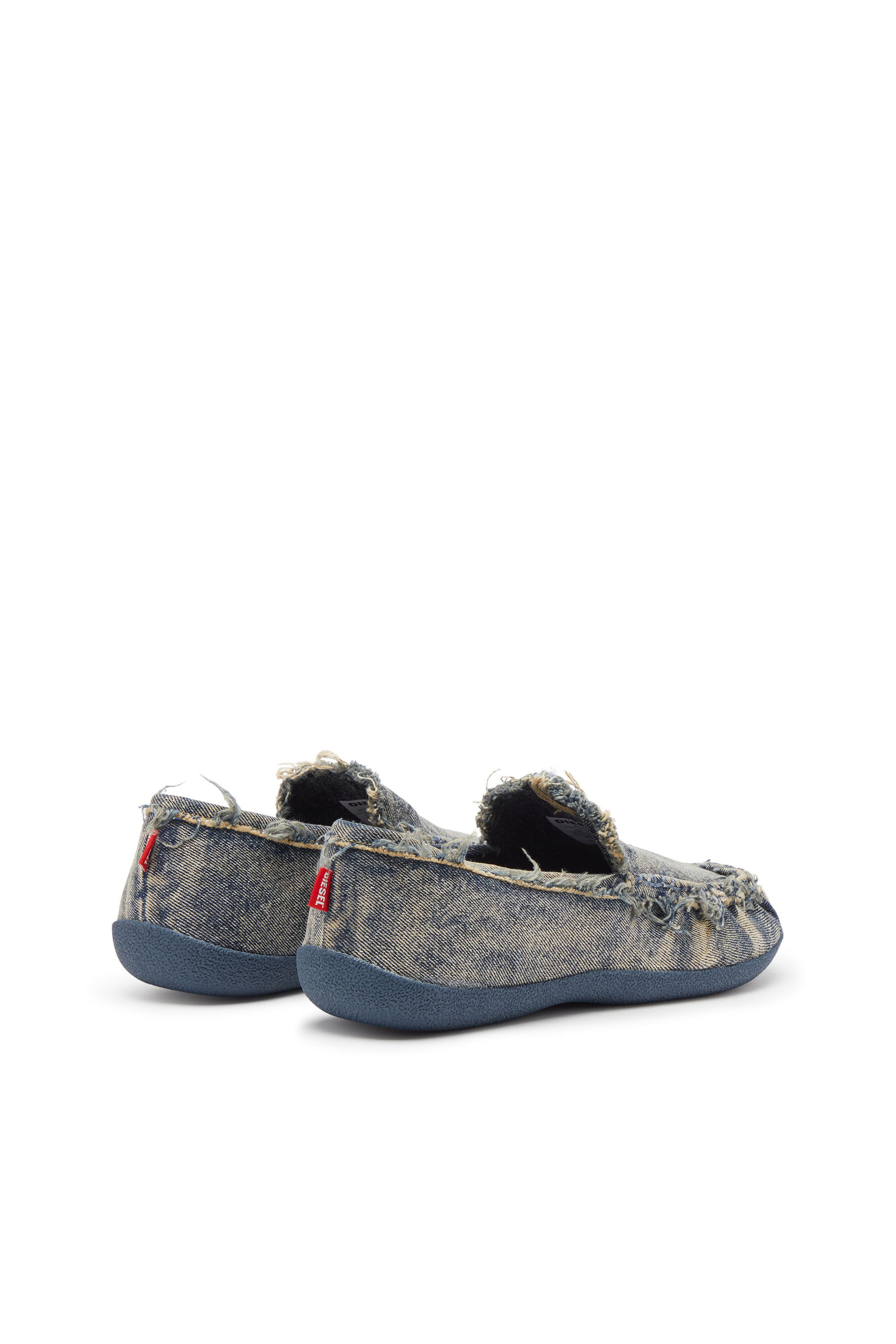 Diesel - D-SHOCK MOC, D-Shock-Mocassins en denim effet vieilli Homme in Bleu - 3