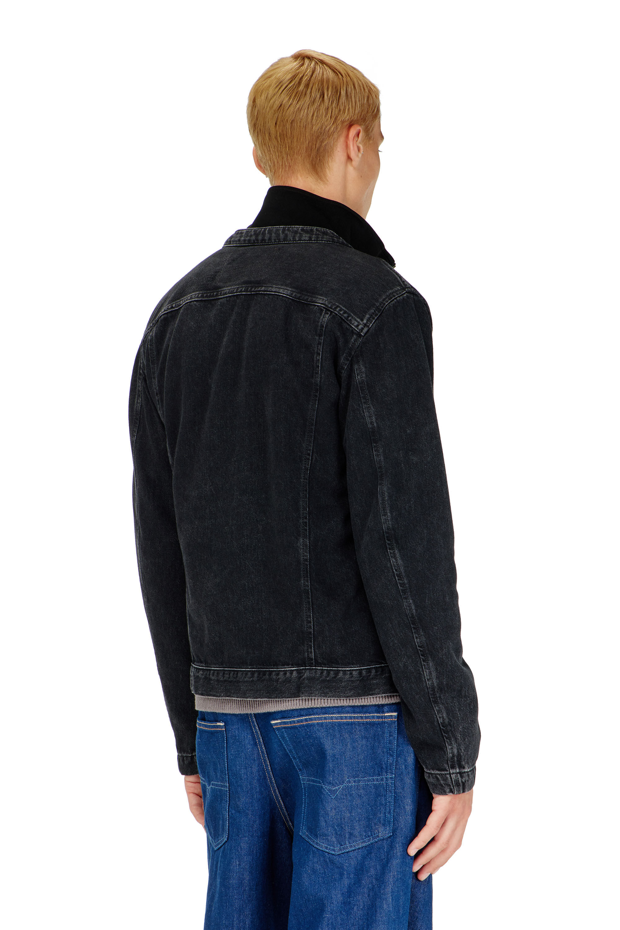 Diesel - D-GLORY, Blouson moto en denim lav&eacute; propre Homme in Noir - 4