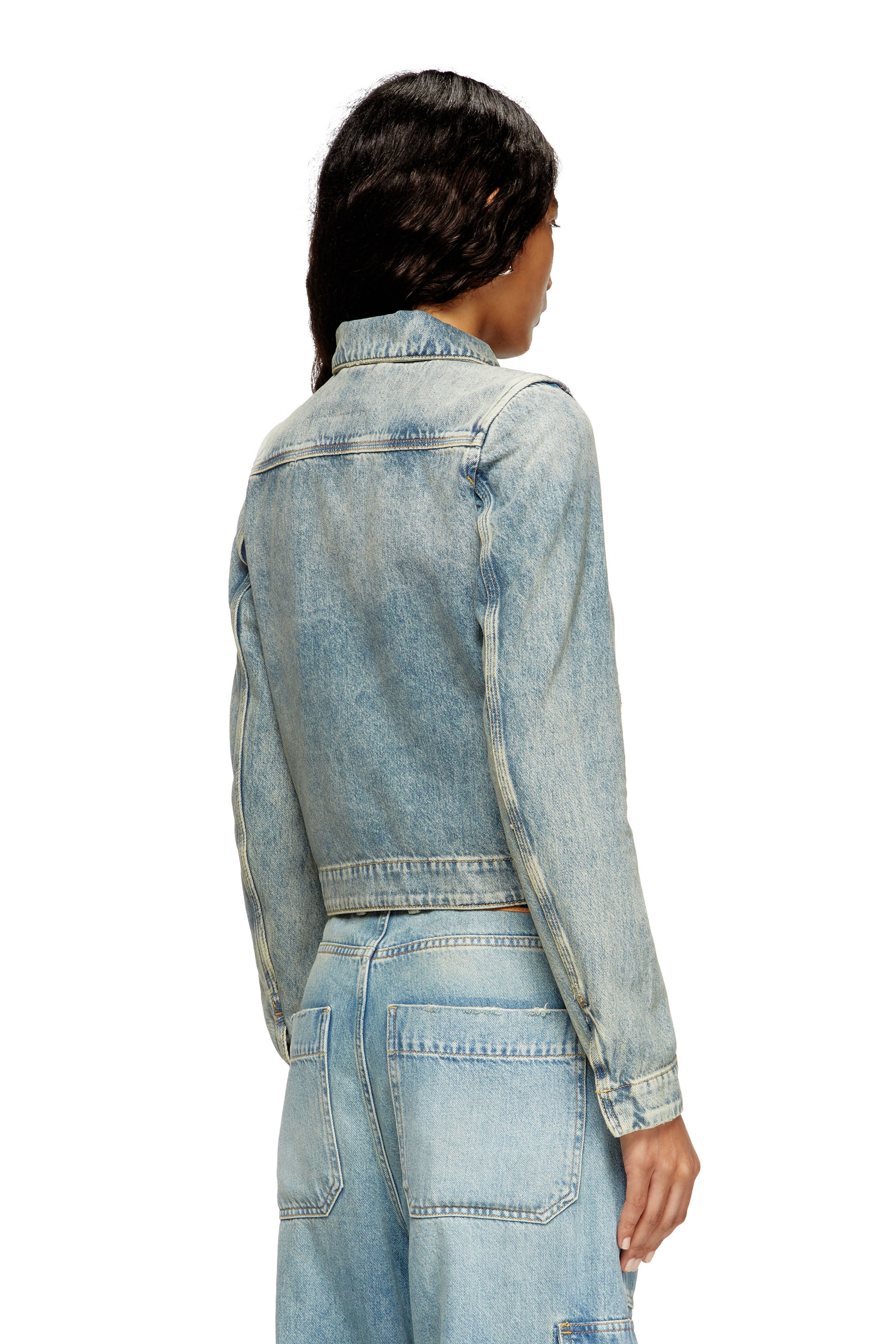 Diesel - DE-CORB, Veste en denim Tencel fluide effet sali Femme in Bleu - 4