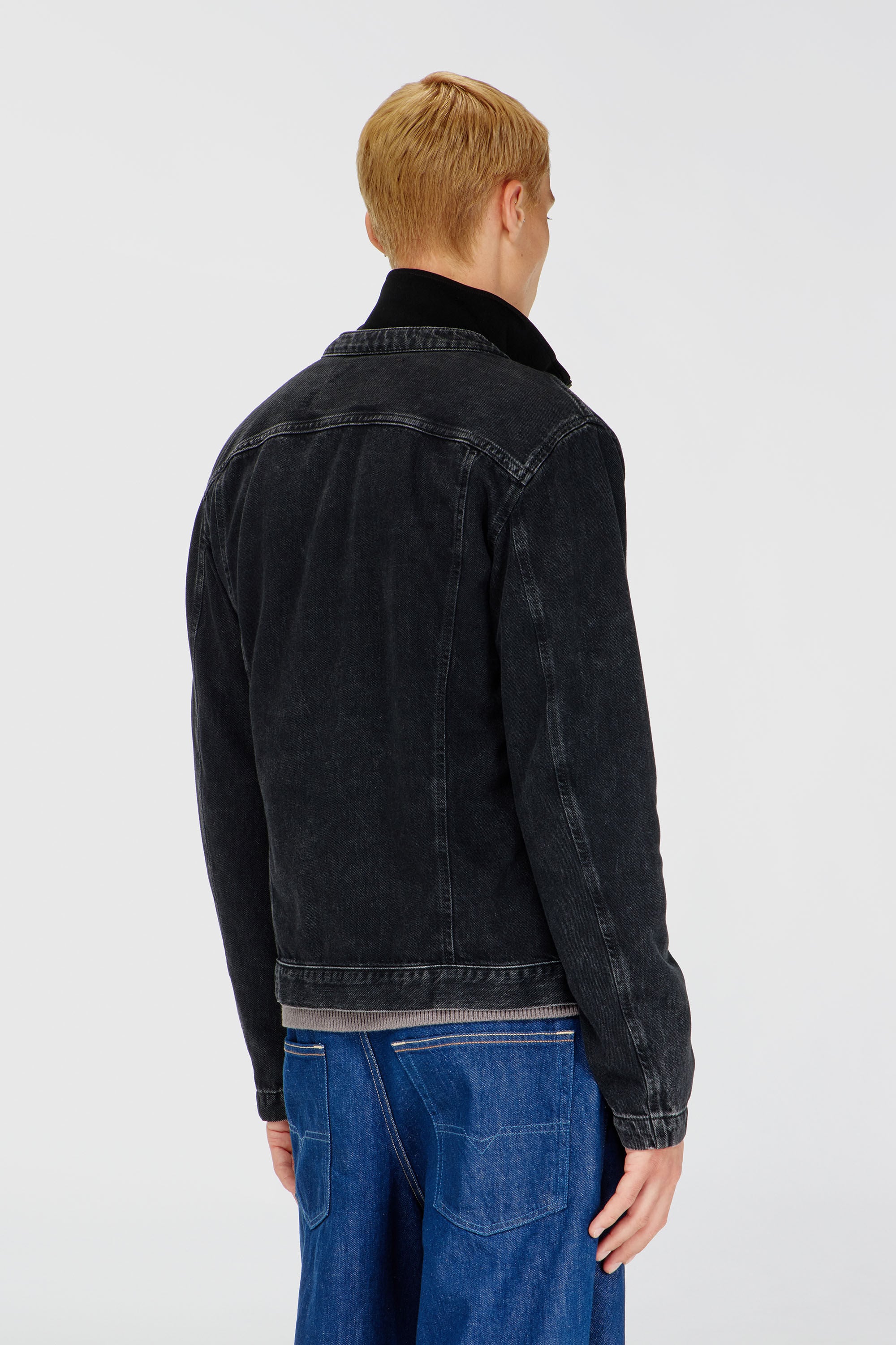 Diesel - D-GLORY, Blouson moto en denim lav&eacute; propre Homme in Noir - 4