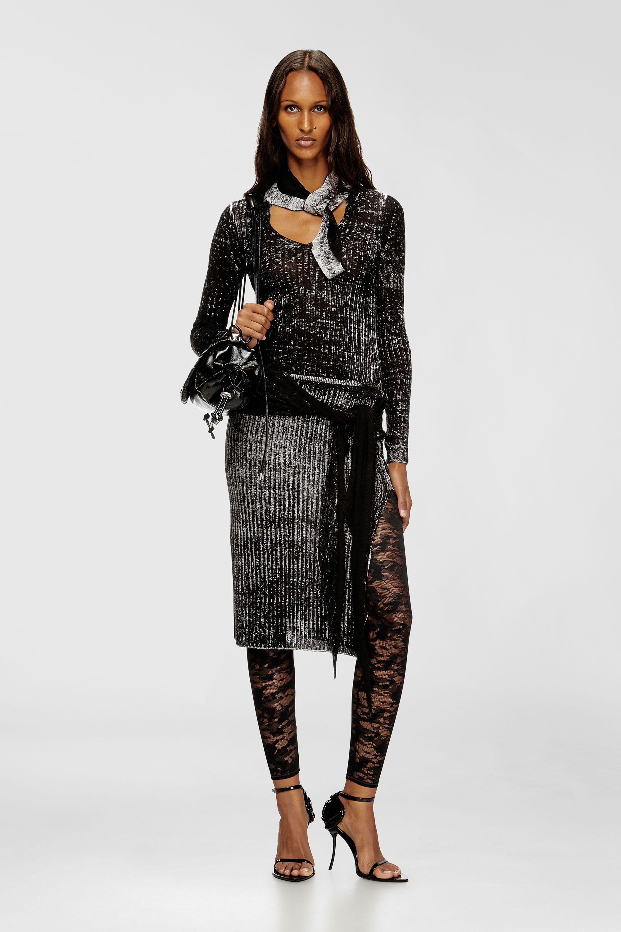 Diesel - CLAIRE-UTLT, Legging en dentelle camouflage Femme in Noir - 5