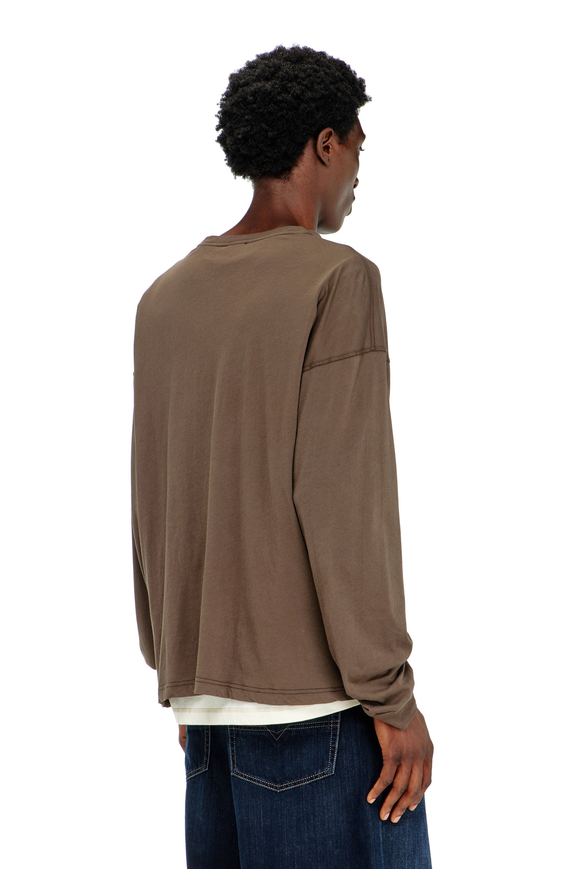 Diesel - T-BOXT-LS-AA1, T-shirt &agrave; manches longues avec motif Phoenix Homme in Marron - 4