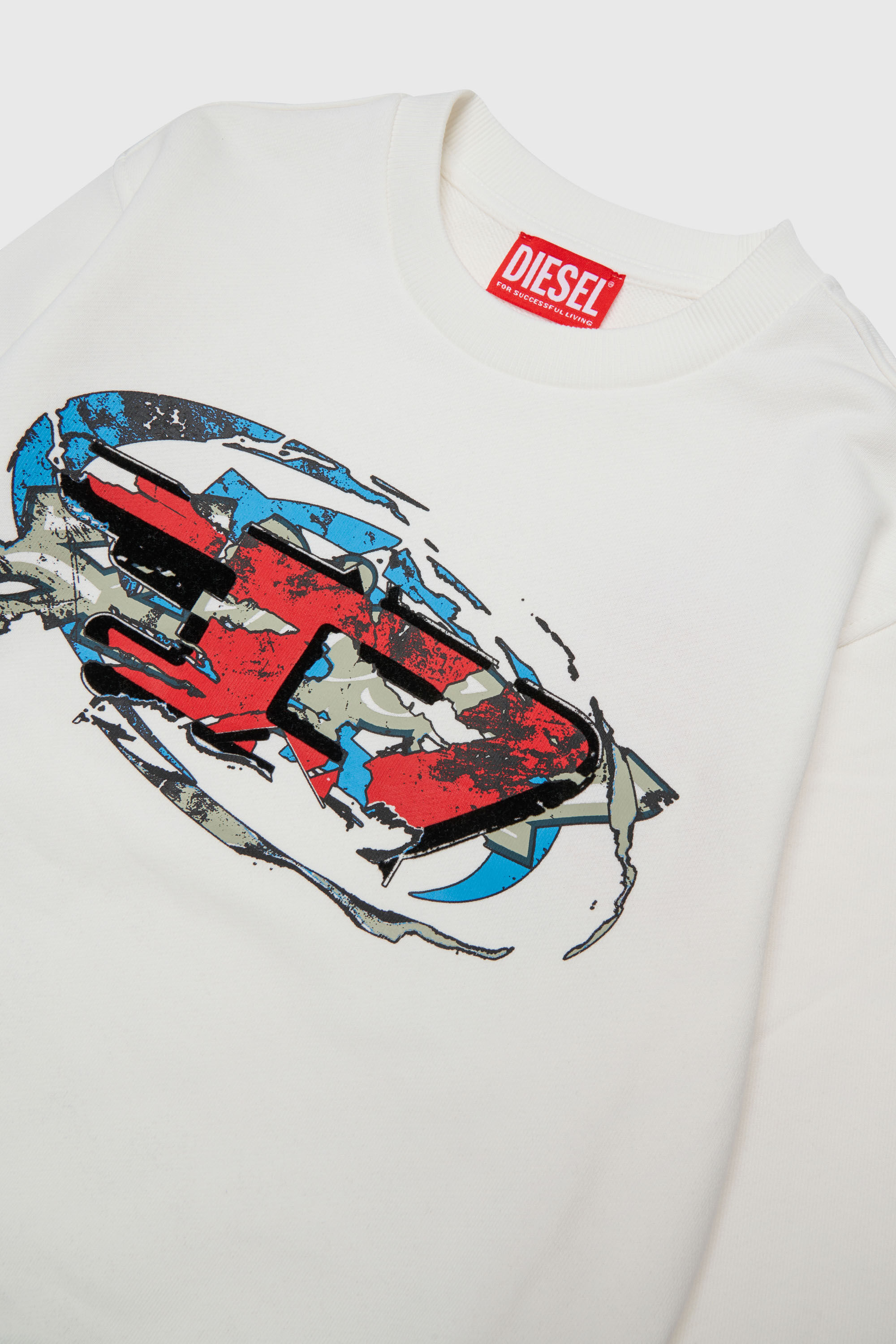 Diesel - SCRAP OVER, Sweat-shirt avec imprim&eacute; graphique Oval D Homme in Blanc - 3