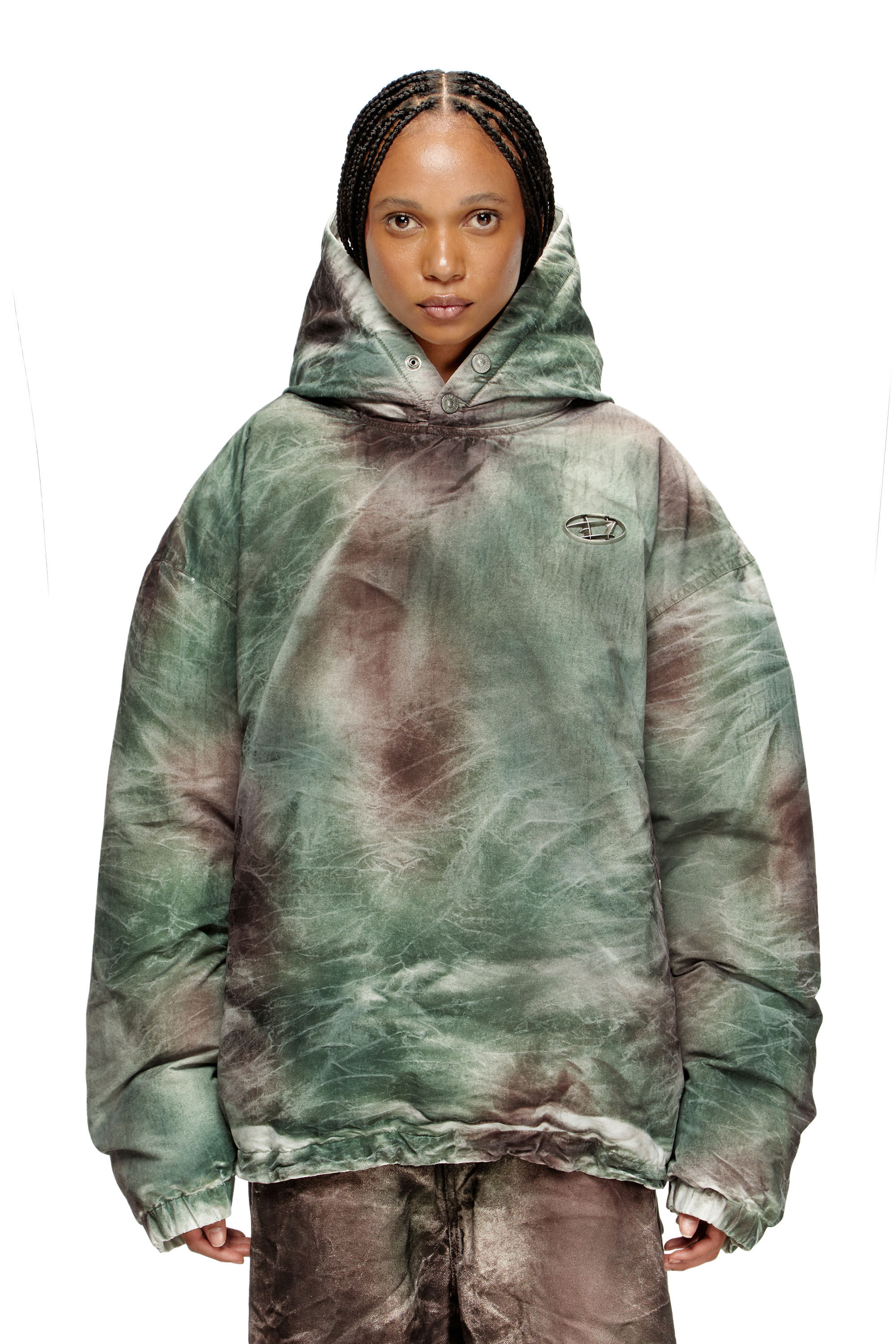 Diesel - W-THUG-JKT-PUFFY, Veste à capuche bouffante en nylon camouflage Mixte in Polychrome - 6