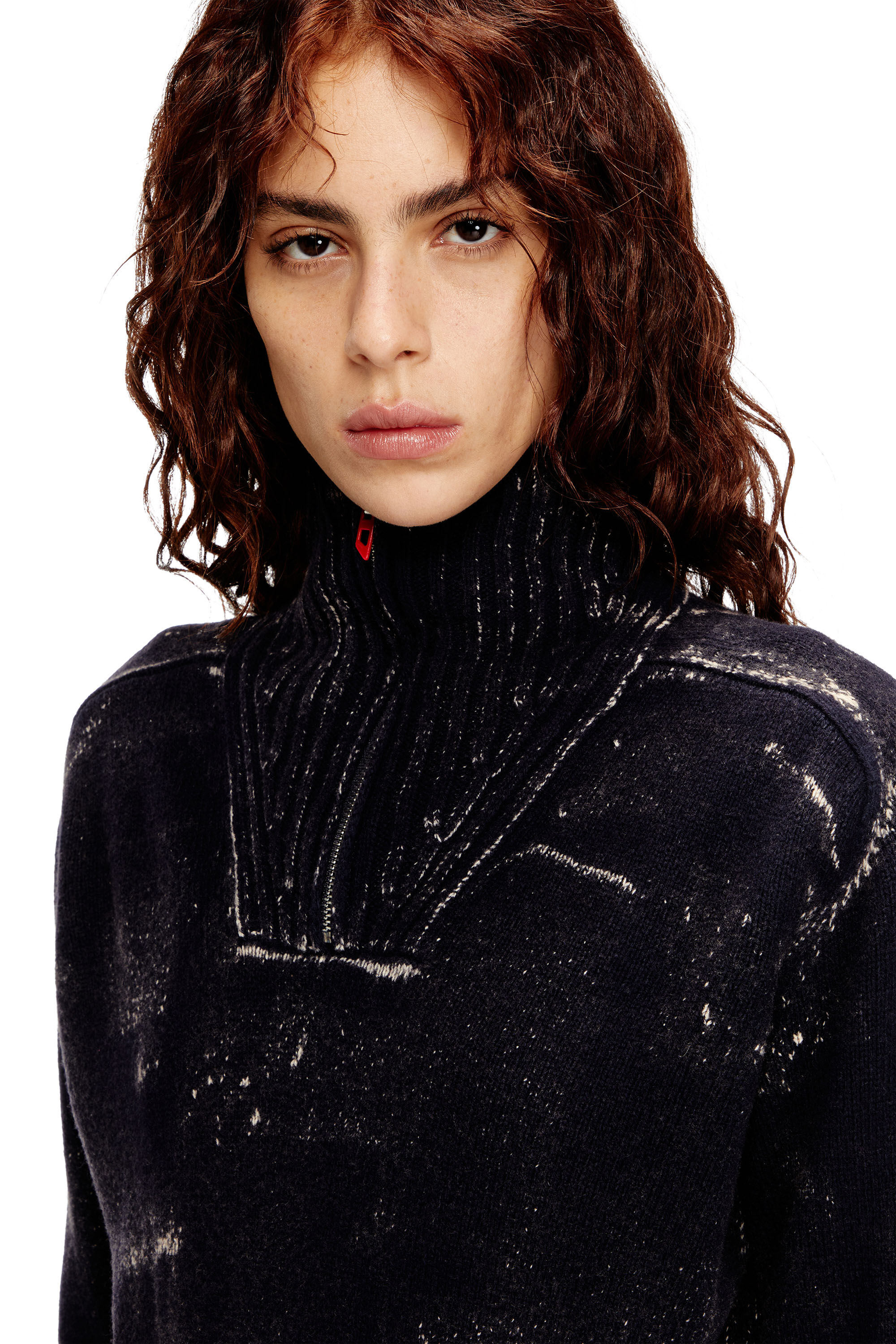 Diesel - M-MARCELLE, Robe midi en maille mélangée traitée Femme in Noir - 5