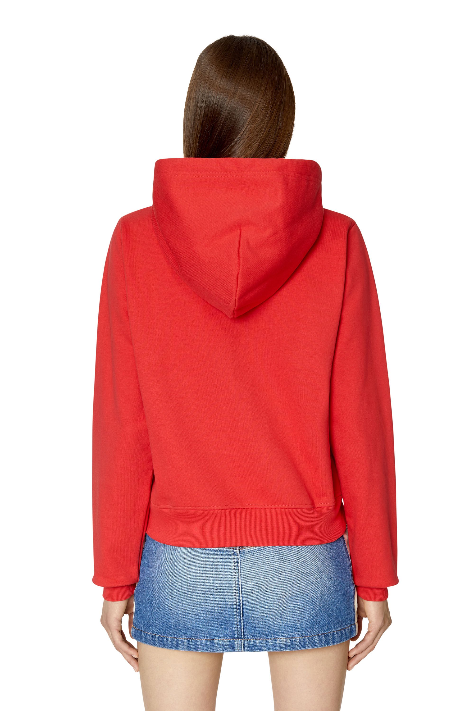 Diesel - F-REGGY-HOOD-ZIP-MICRODIV, Femme Sweat-shirt à capuche avec micro logo brodé in Rouge - Image 4