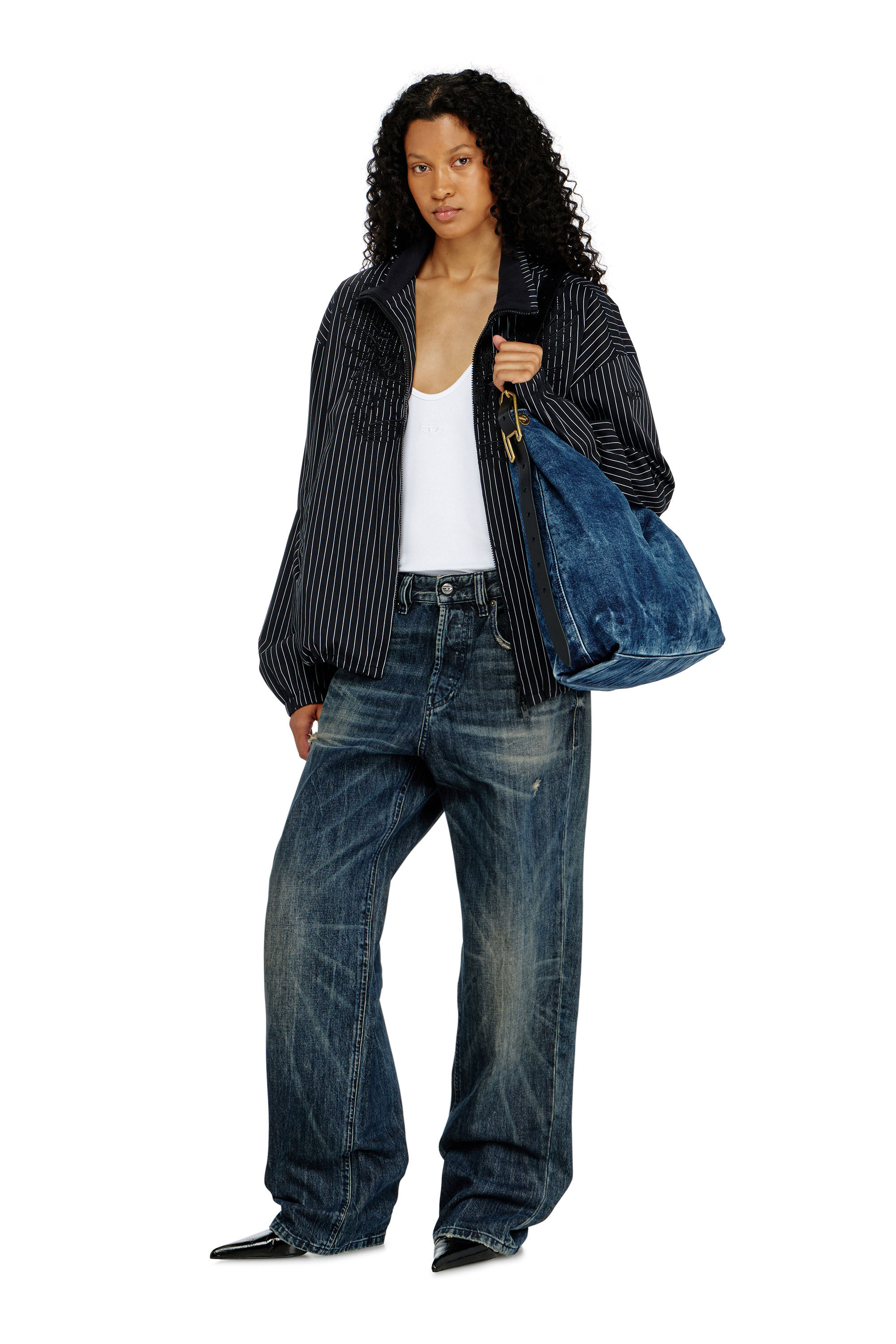 Diesel - D-LINE HOBO, D-Line-Sac hobo en denim Femme in Bleu - 1