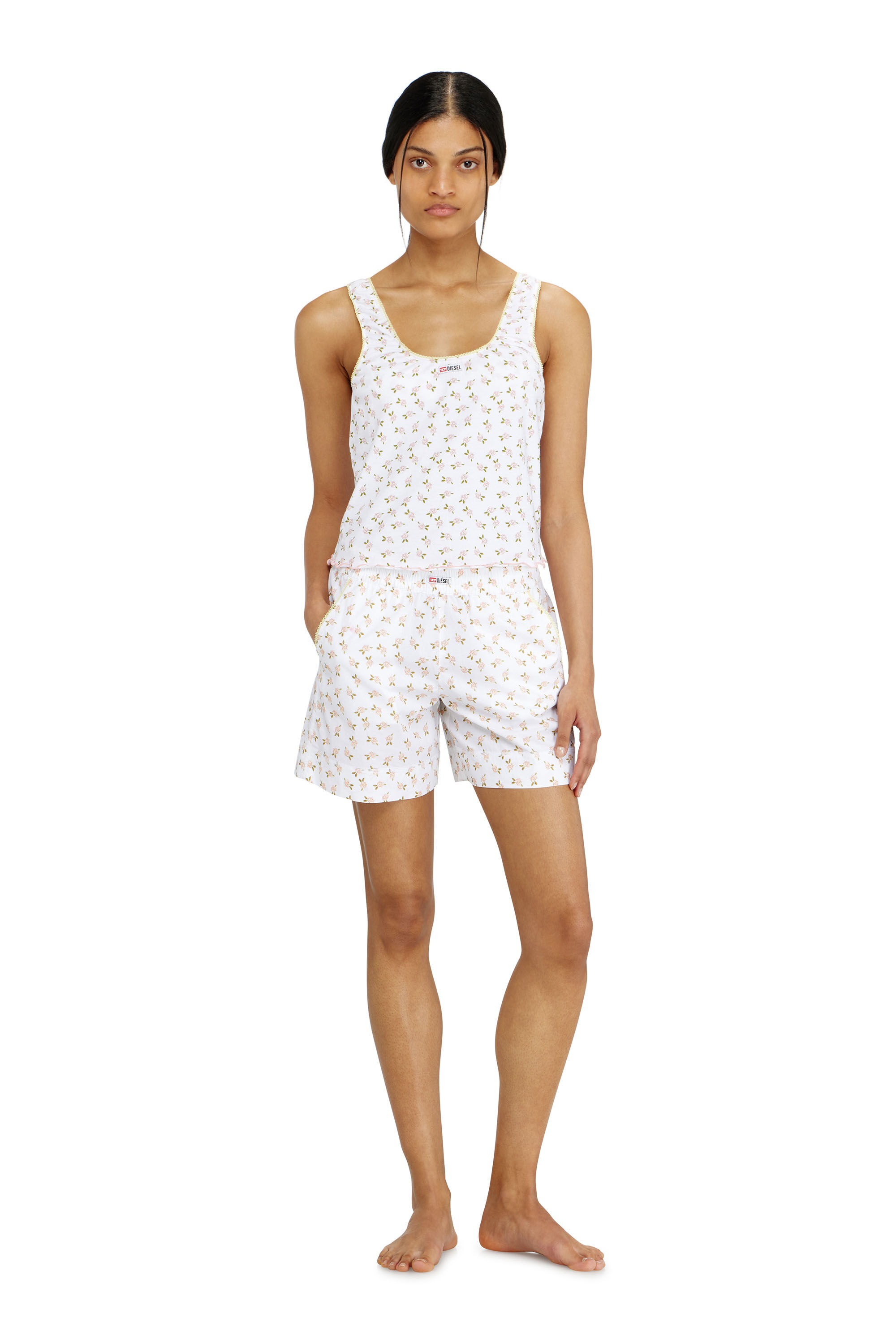 Diesel - GEORGIE-D-CORE, Top en coton stretch &agrave; imprim&eacute; fleuri Femme in Blanc - 1