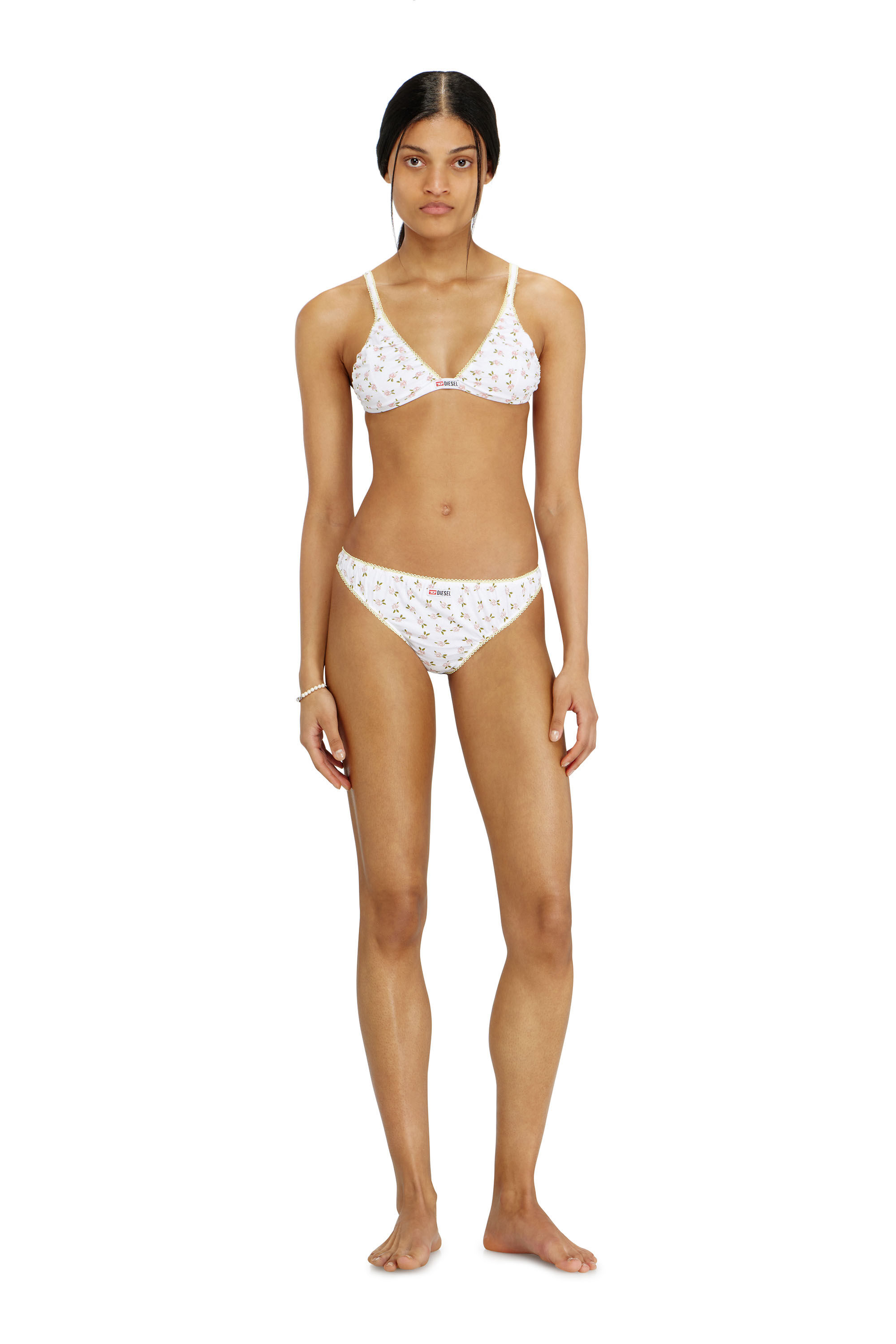 Diesel - ALEXIS-D-CORE, Woman's Thong in cotton with all-over floral print in White - 1