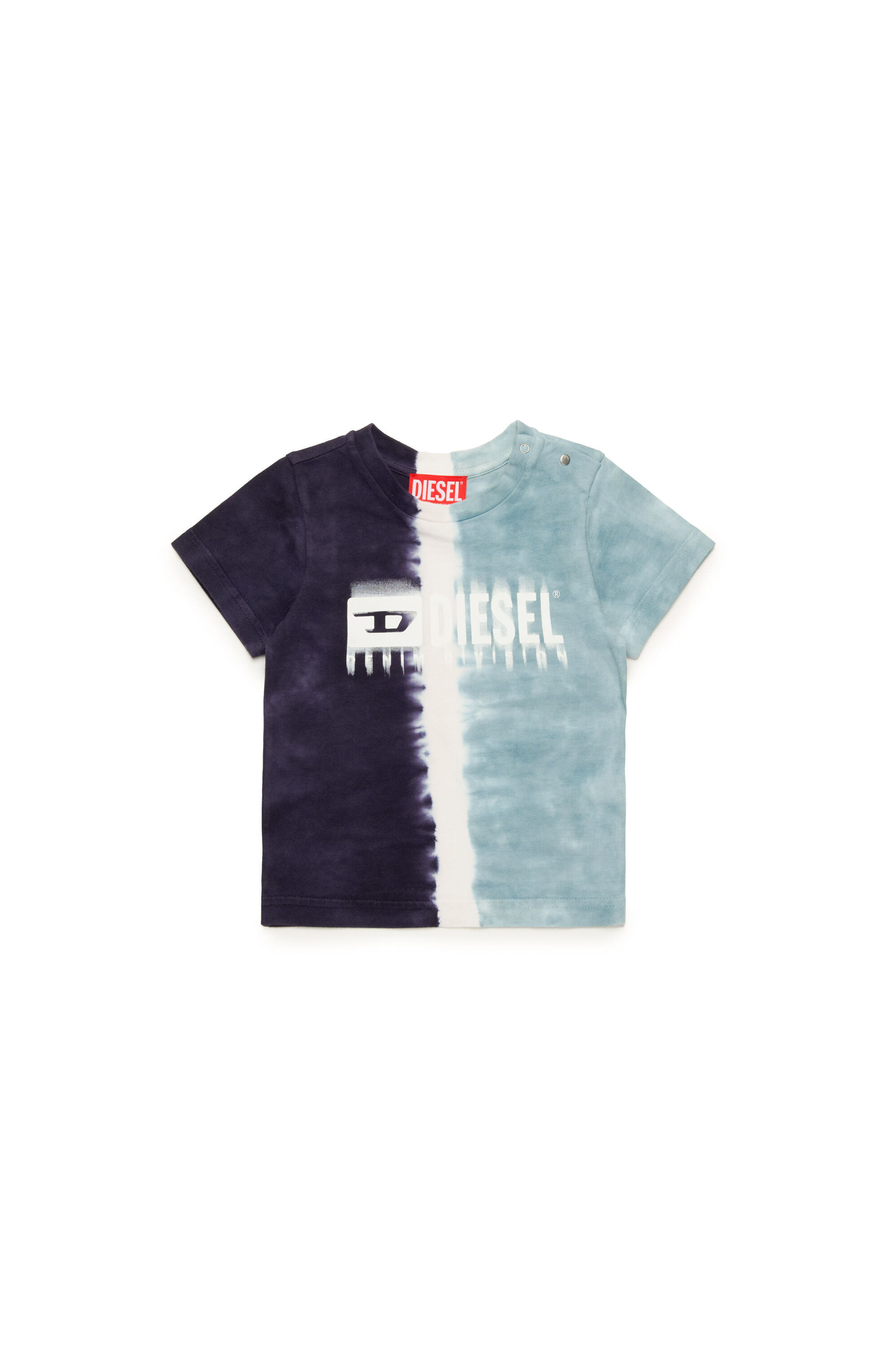 Diesel - TKITEB, T-shirt teint en plongée avec logo dégradé Homme in Bleu - 1