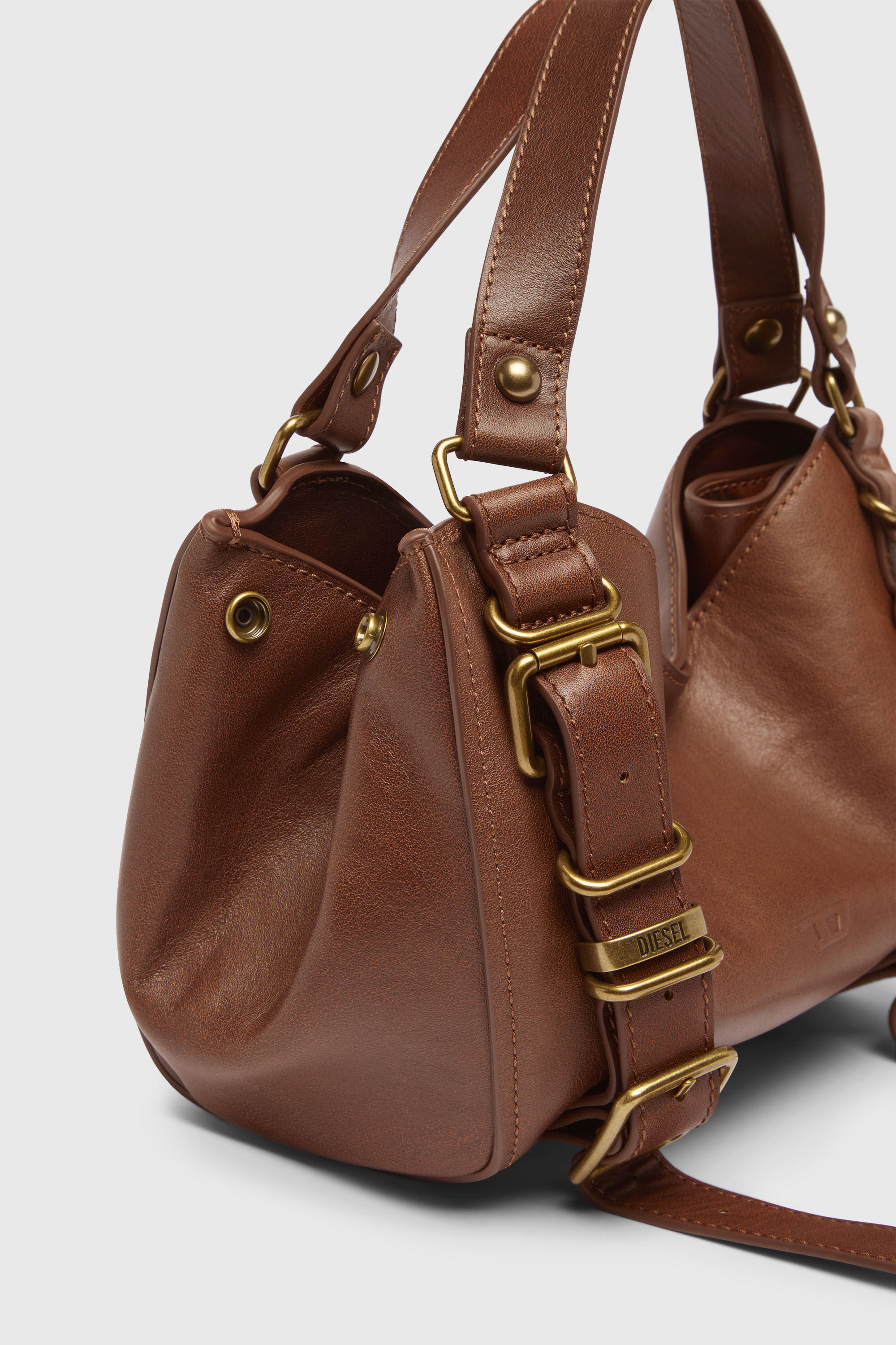 Diesel - D-ONE TOPHANDLE S, D-One-Sac small &agrave; poign&eacute;e sup&eacute;rieure en cuir trait&eacute; Femme in Marron - 6