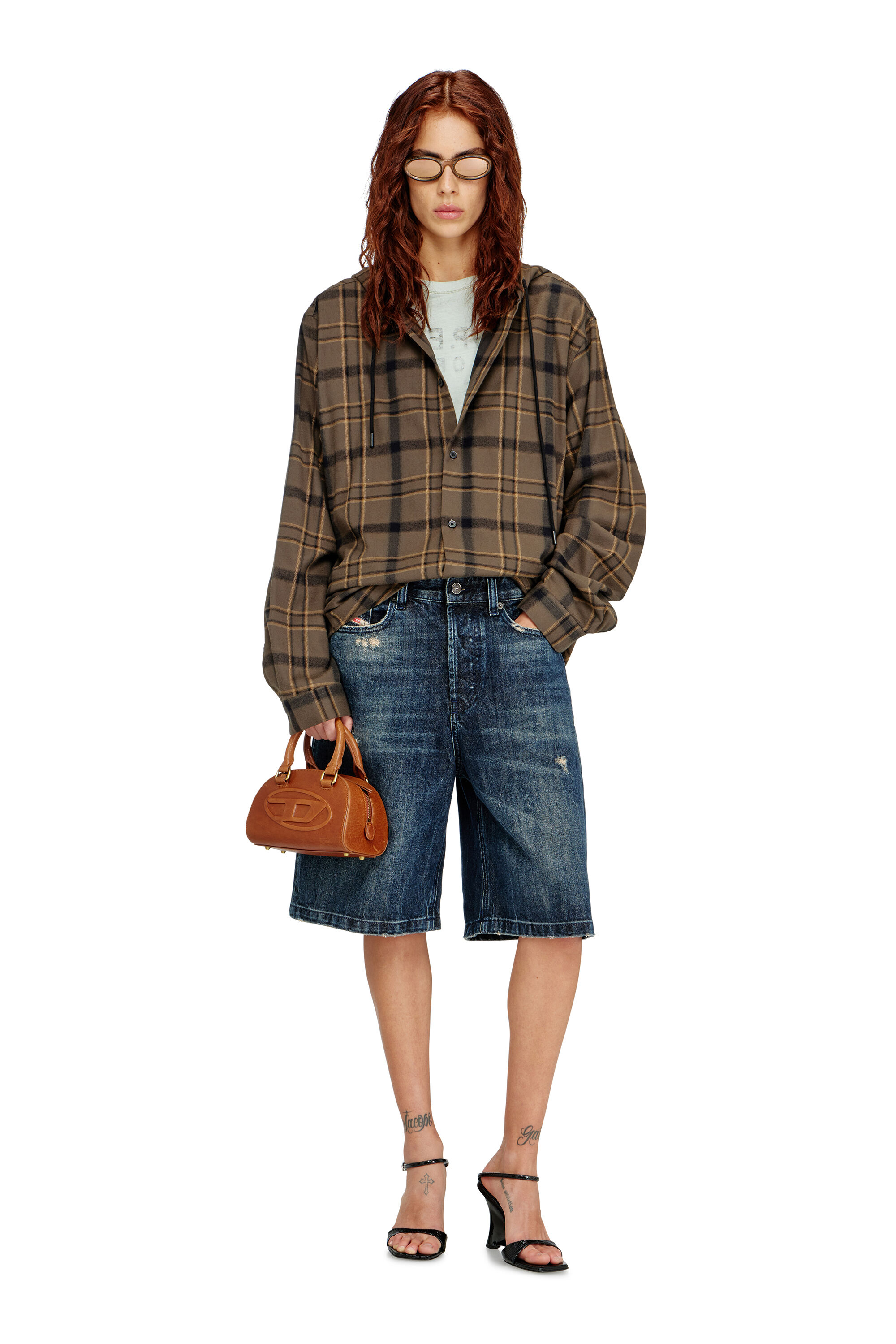 Diesel - 1DR DOME CROSSBODY, 1DR Dome-Sac bowling mini en cuir pull-up Femme in Marron - 1