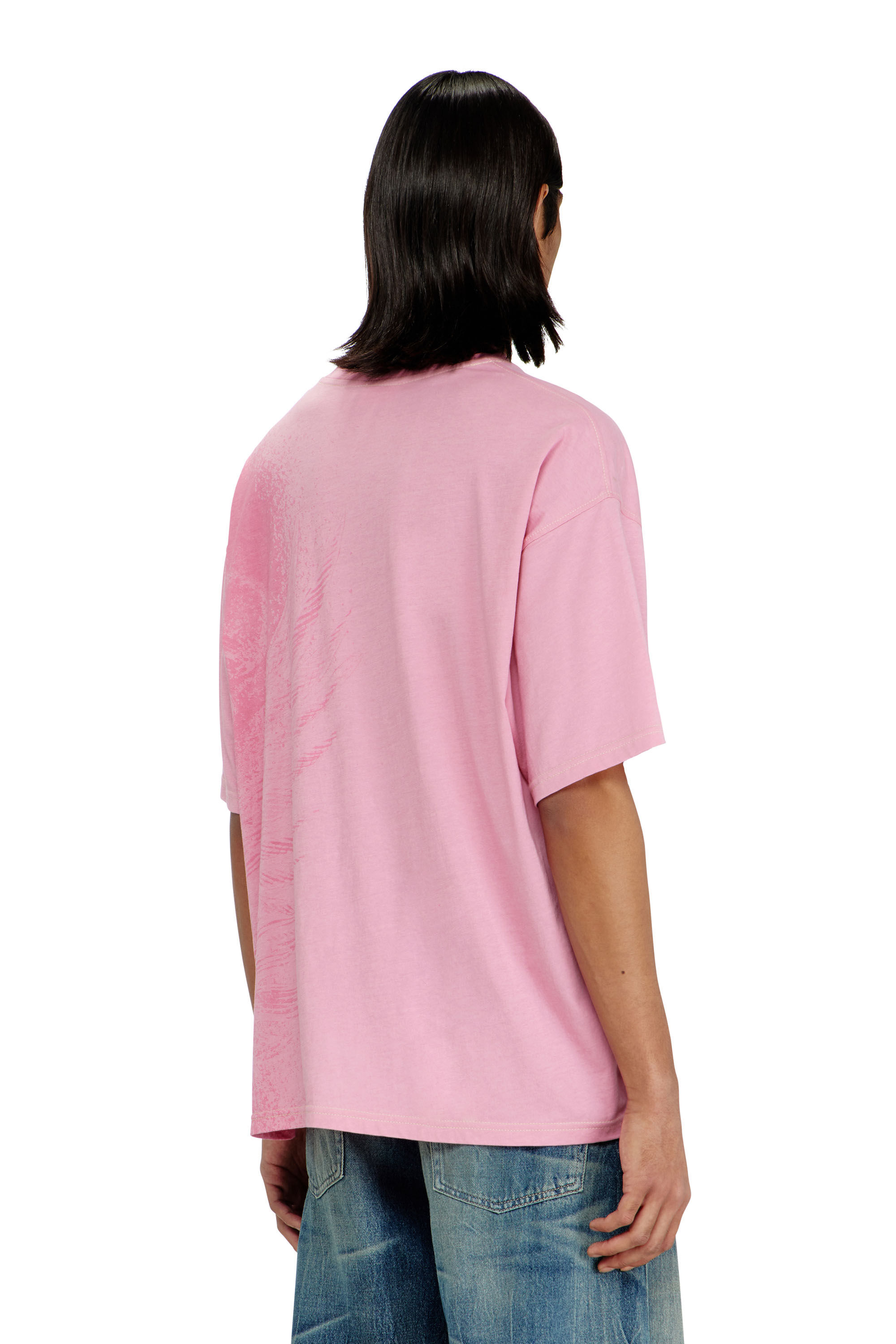 Diesel - T-BOXT-AA3, Man's Relaxed T-shirt with pigment prints in Pink - 4