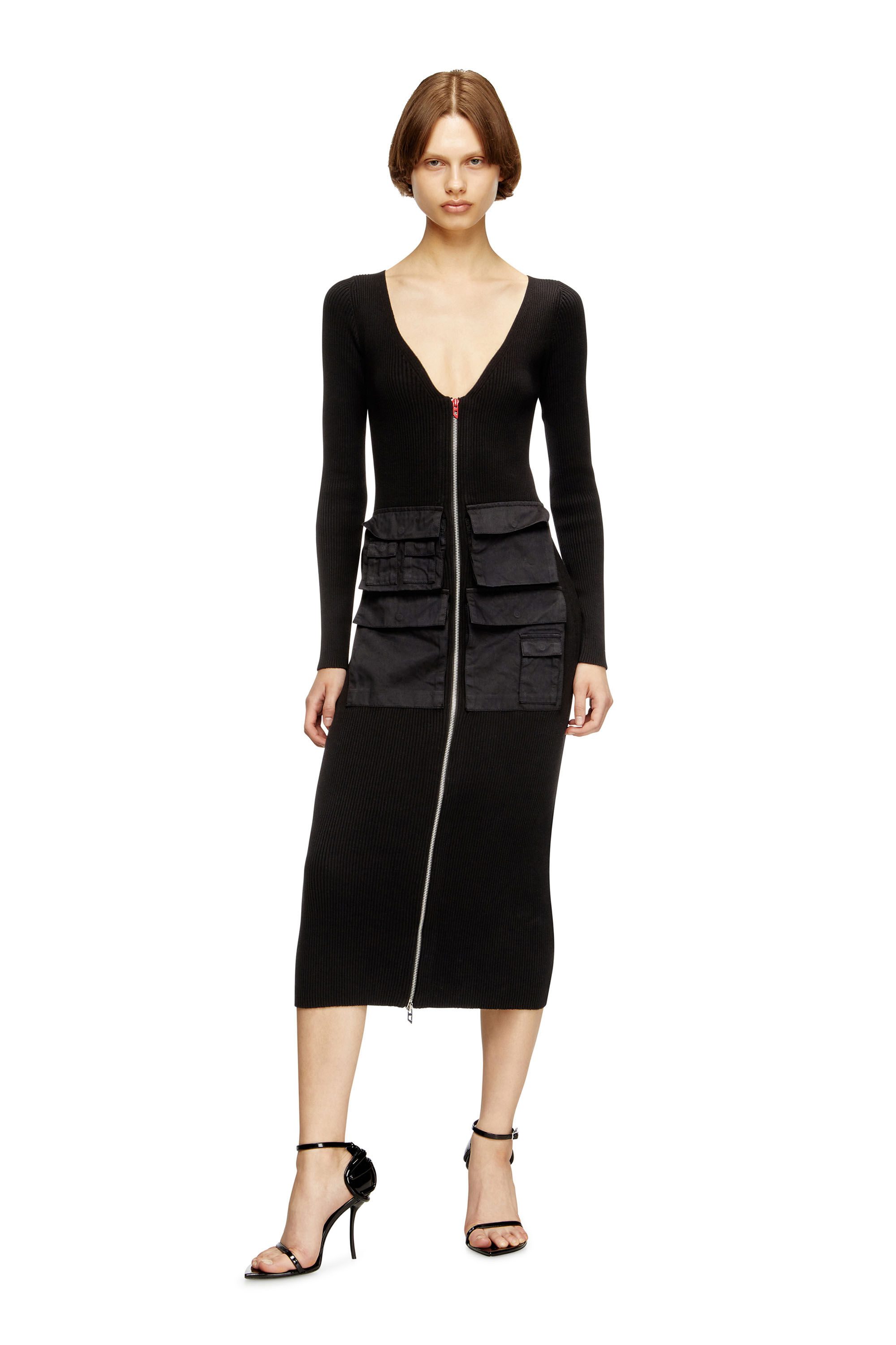 Diesel - M-MELTI-LS, Robe midi côtelée avec poches cargo Femme in ToBeDefined - 3