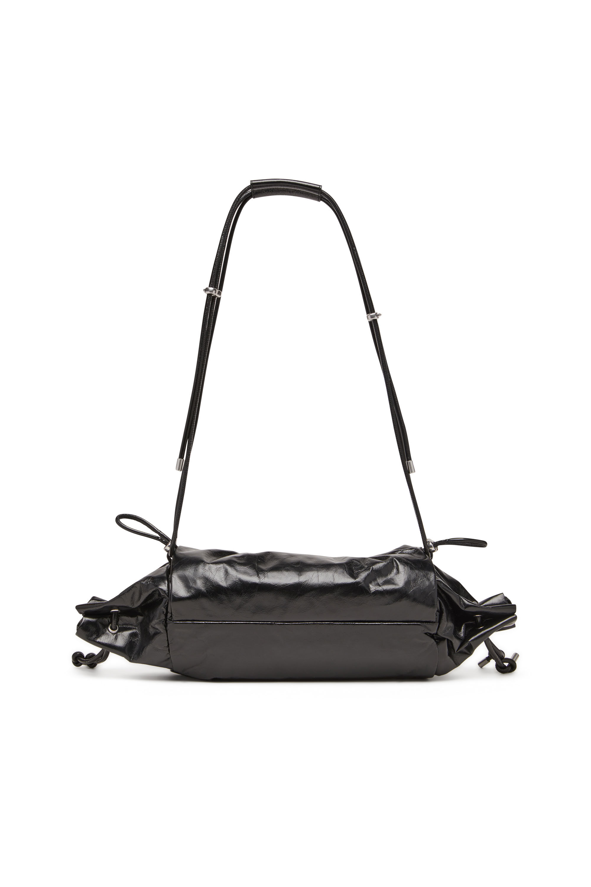 Diesel - SCRUNCH-D SHOULDER M, Scrunch-D M-Sac à bandoulière en cuir brillant Femme in Noir - 3