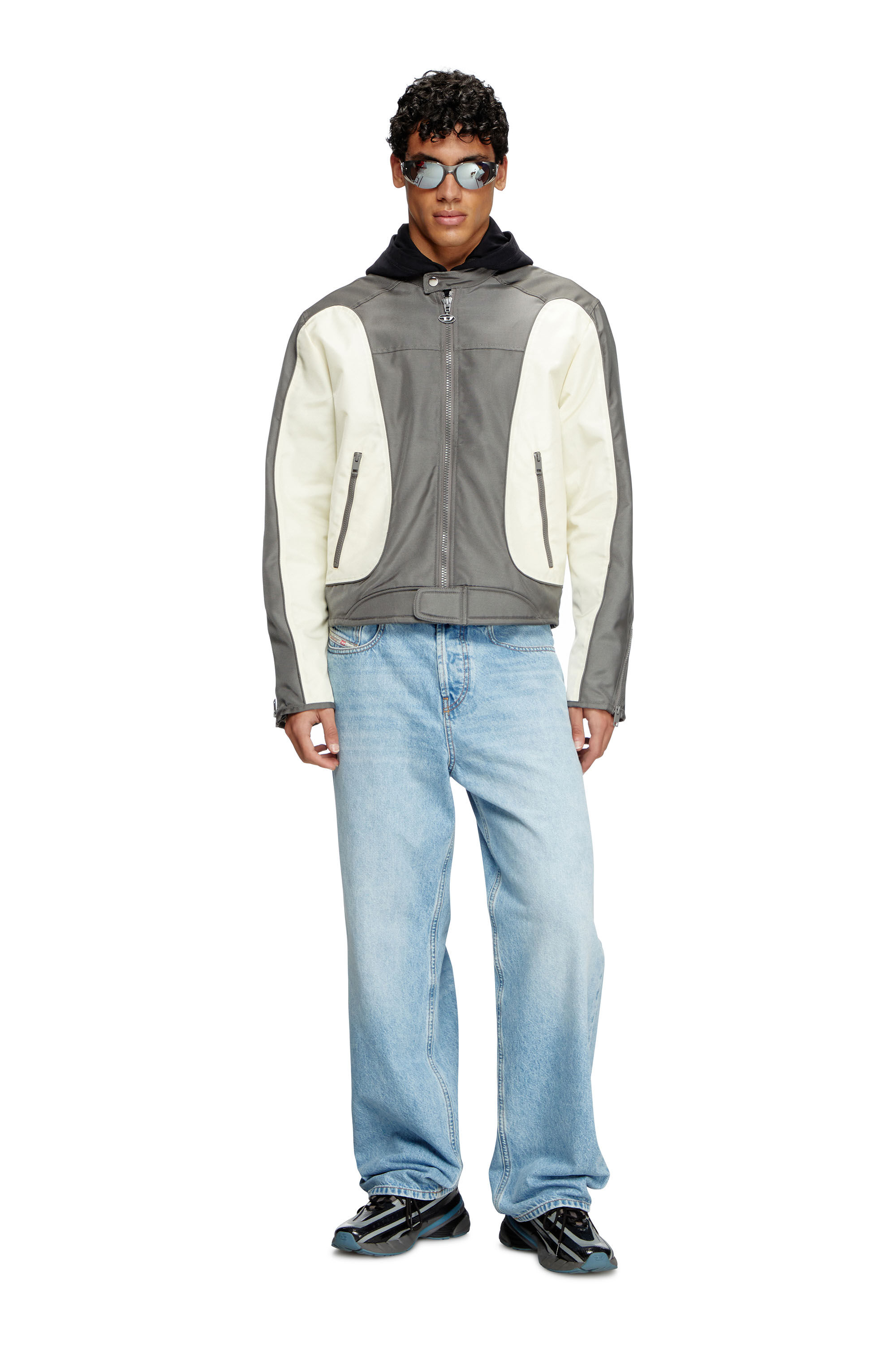 Diesel - J-BLINK-A, Veste biker color-block avec passepoil Homme in Polychrome - 1