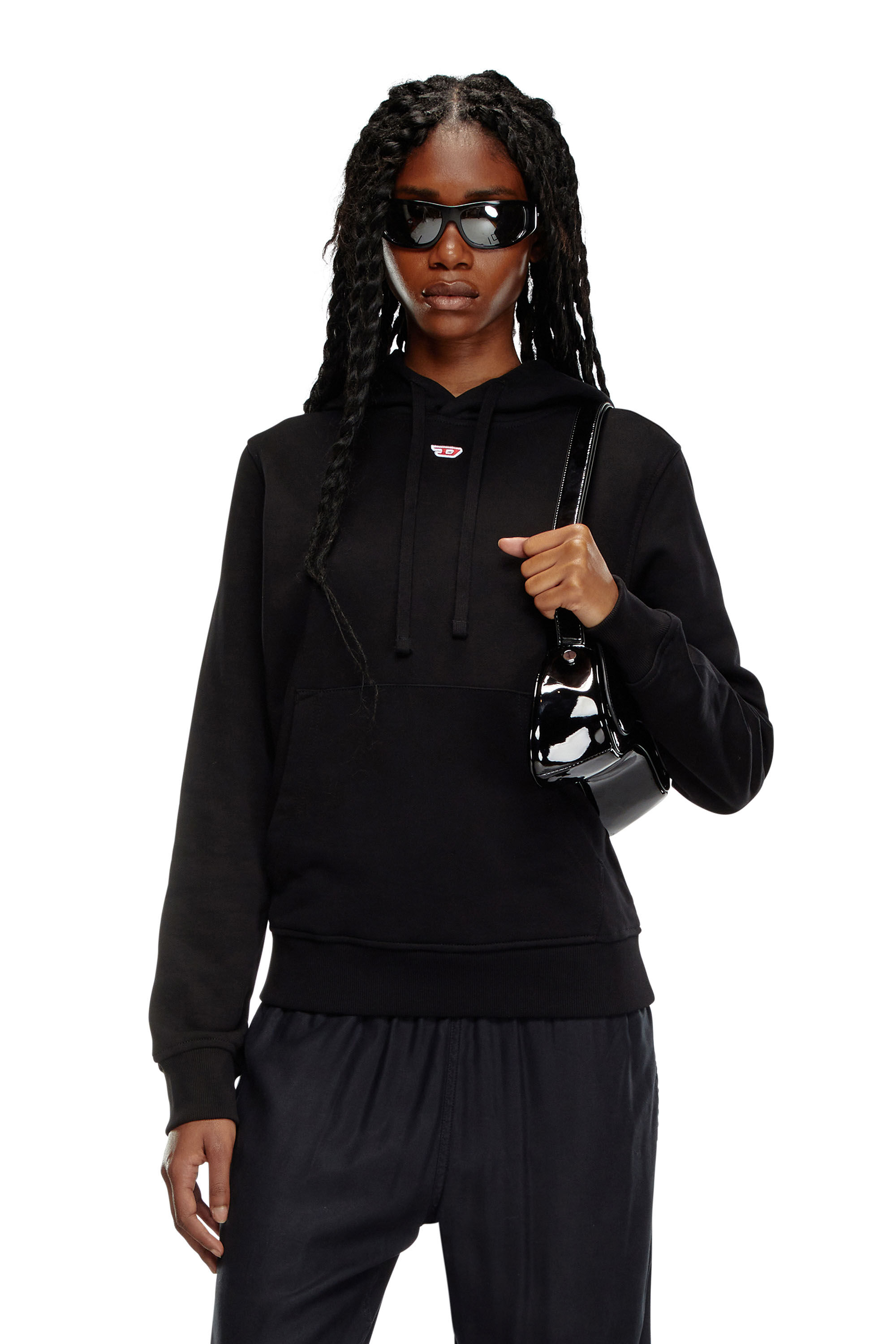 Diesel - S-GINN-HOOD-D, Femme Sweat-shirt à capuche avec empiècement D brodé in Noir - Image 3