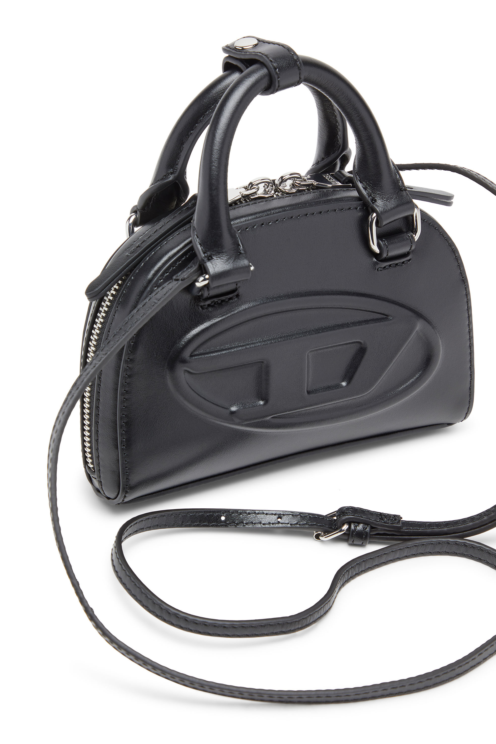 Diesel - 1DR DOME CROSSBODY XS, 1DR Dome-Sac bandouli&egrave;re mini en cuir nappa Femme in Noir - 5