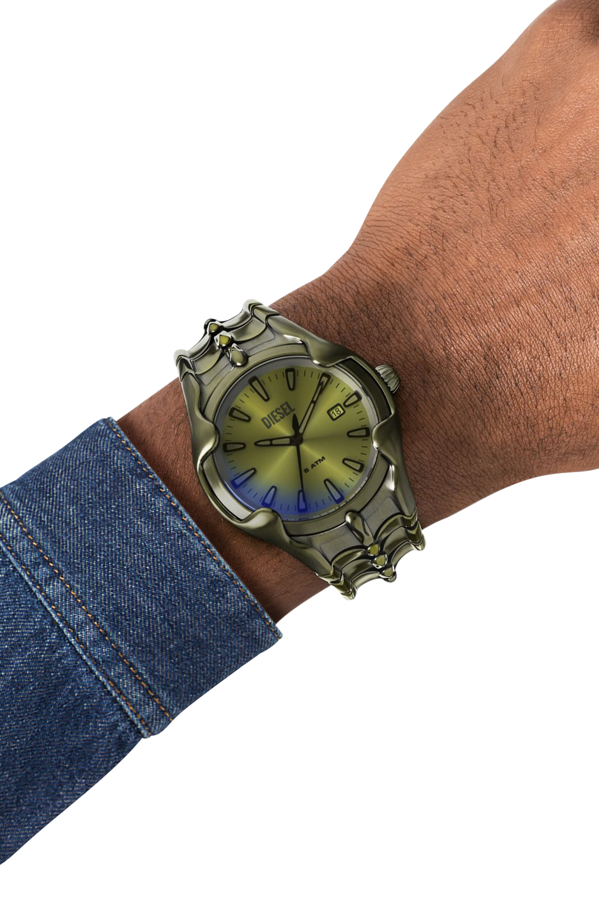 Men's Vert Three-Hand Date Green Stainless Steel Watch