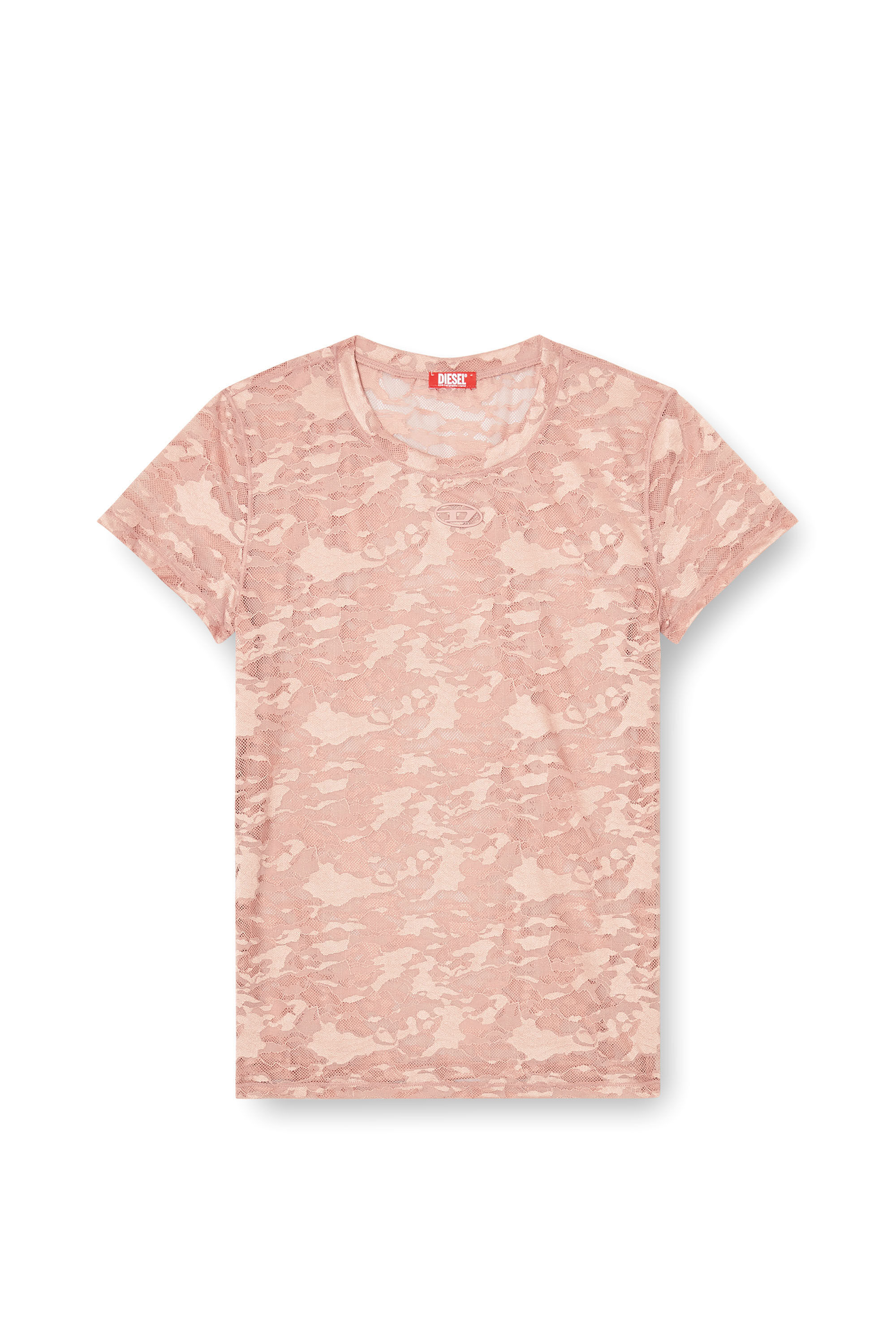 Diesel - KASIA-UTLT, T-shirt en dentelle camouflage Femme in Rose - 4