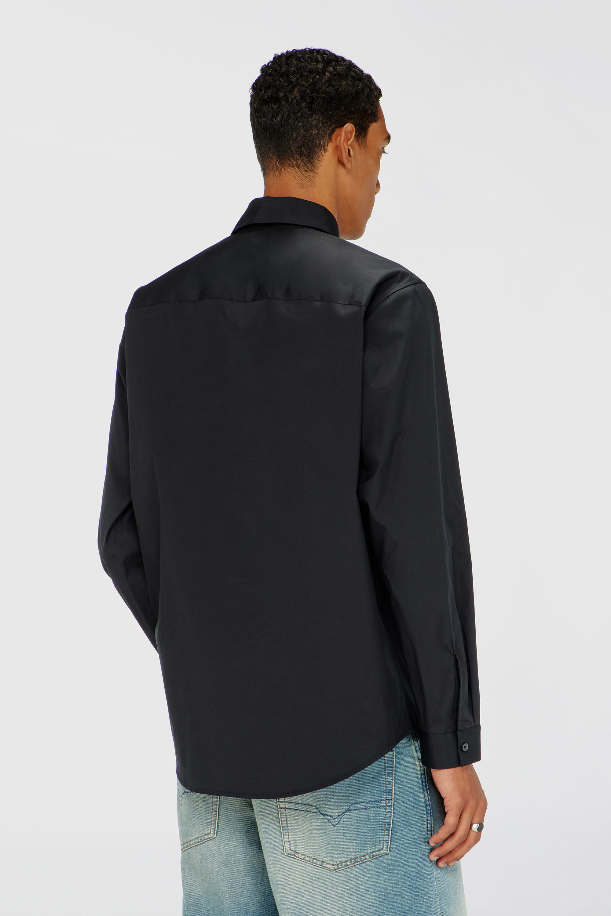 Diesel - S-SIMPLY-GSBH, Chemise en popeline extensible avec broderie Homme in Noir - 4