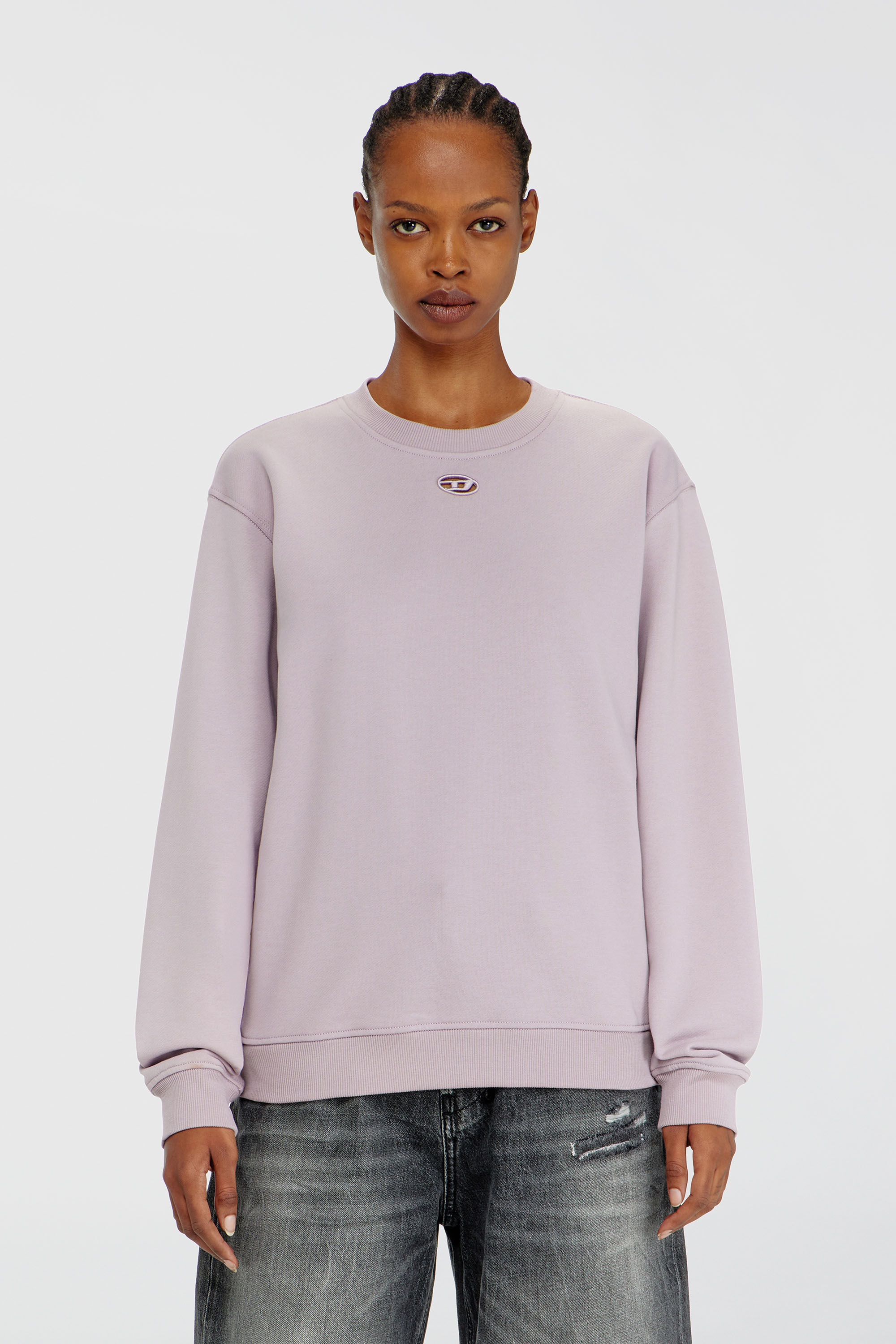 Diesel - F-NORMY-OD, Sweat-shirt en coton avec broderie Oval D Femme in Violet - 3