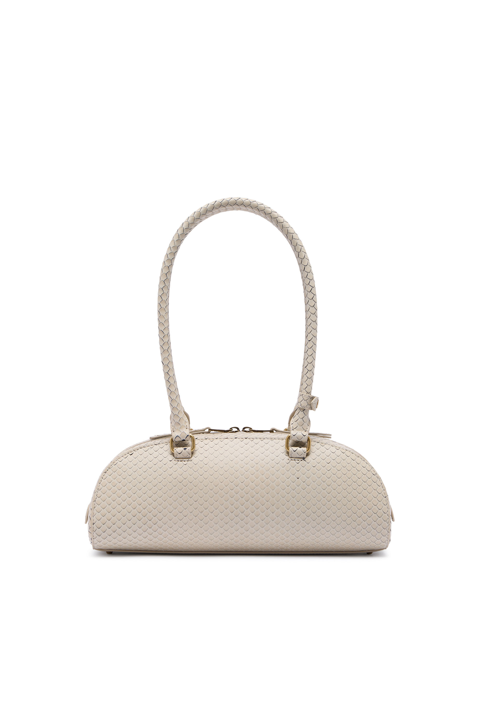 Diesel - 1DR DOME SHOULDER EW, 1DR Dome-Sac bowling allong&eacute; en cuir effet serpent Femme in Beige - 3