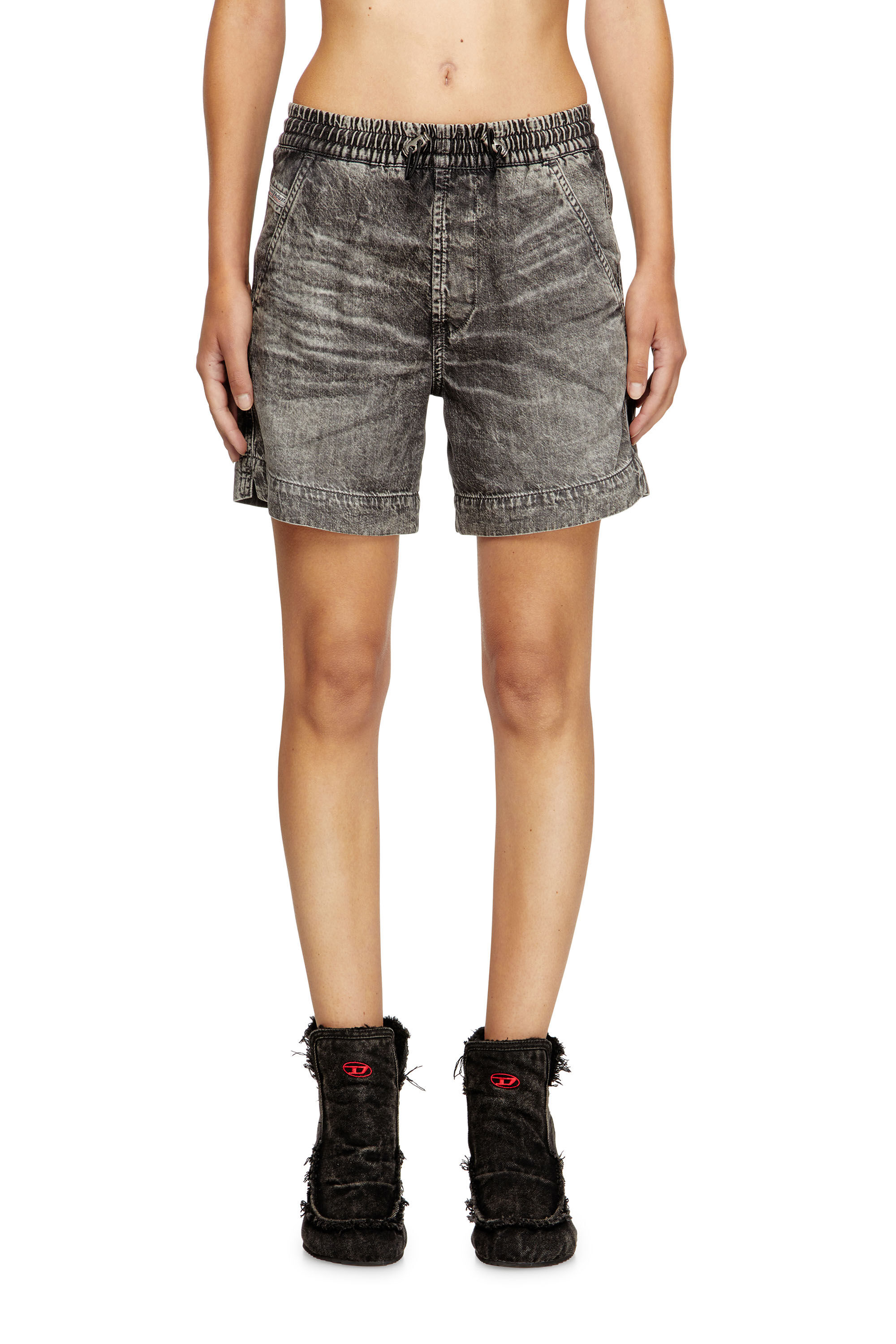 Diesel - D-TENNI-S1, Short en denim marbré Mixte in Noir - 4