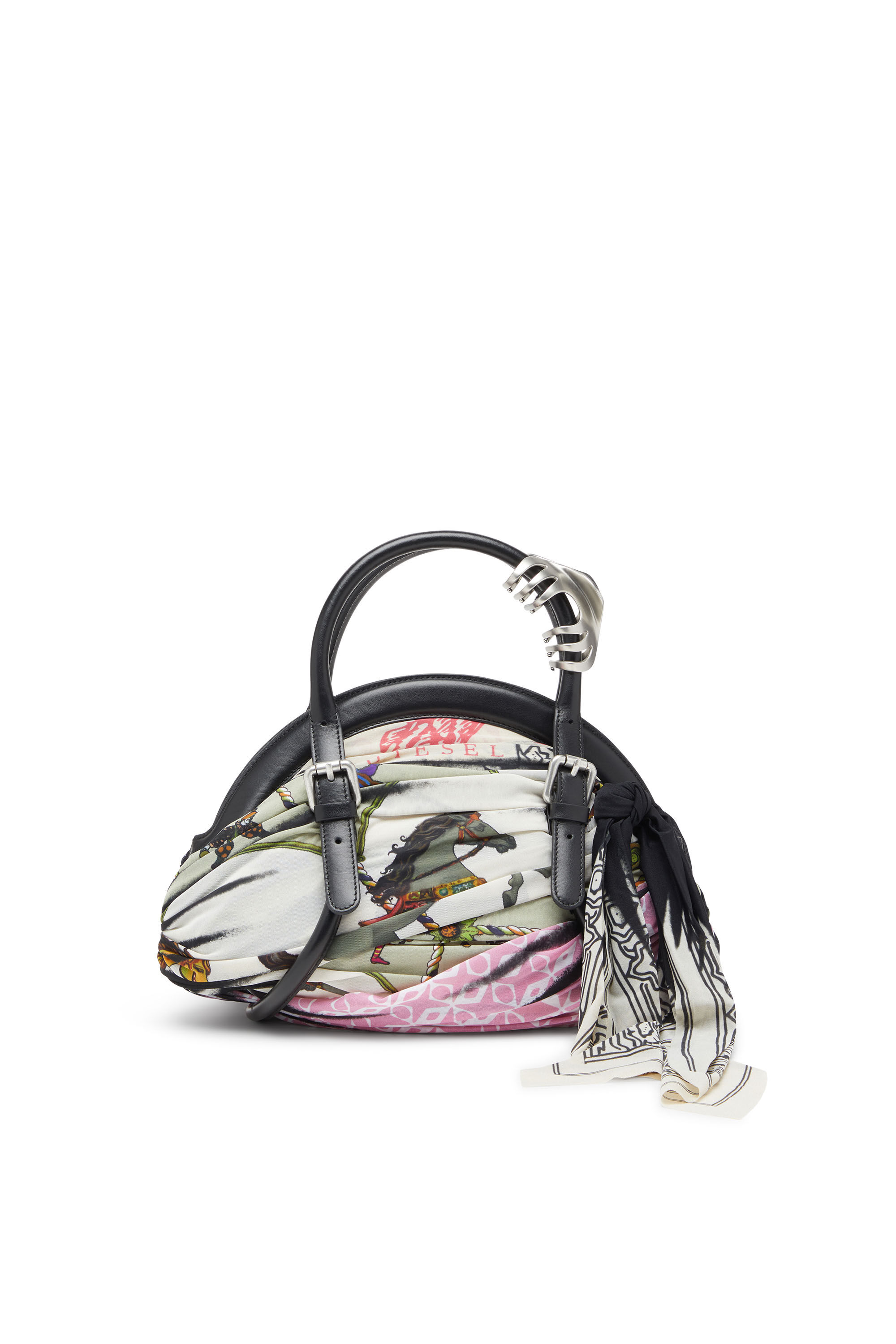 Diesel - TRASH-D TOP HANDLE, Trash-D-Sac à main bandana en cuir et jersey Femme in Polychrome - 3