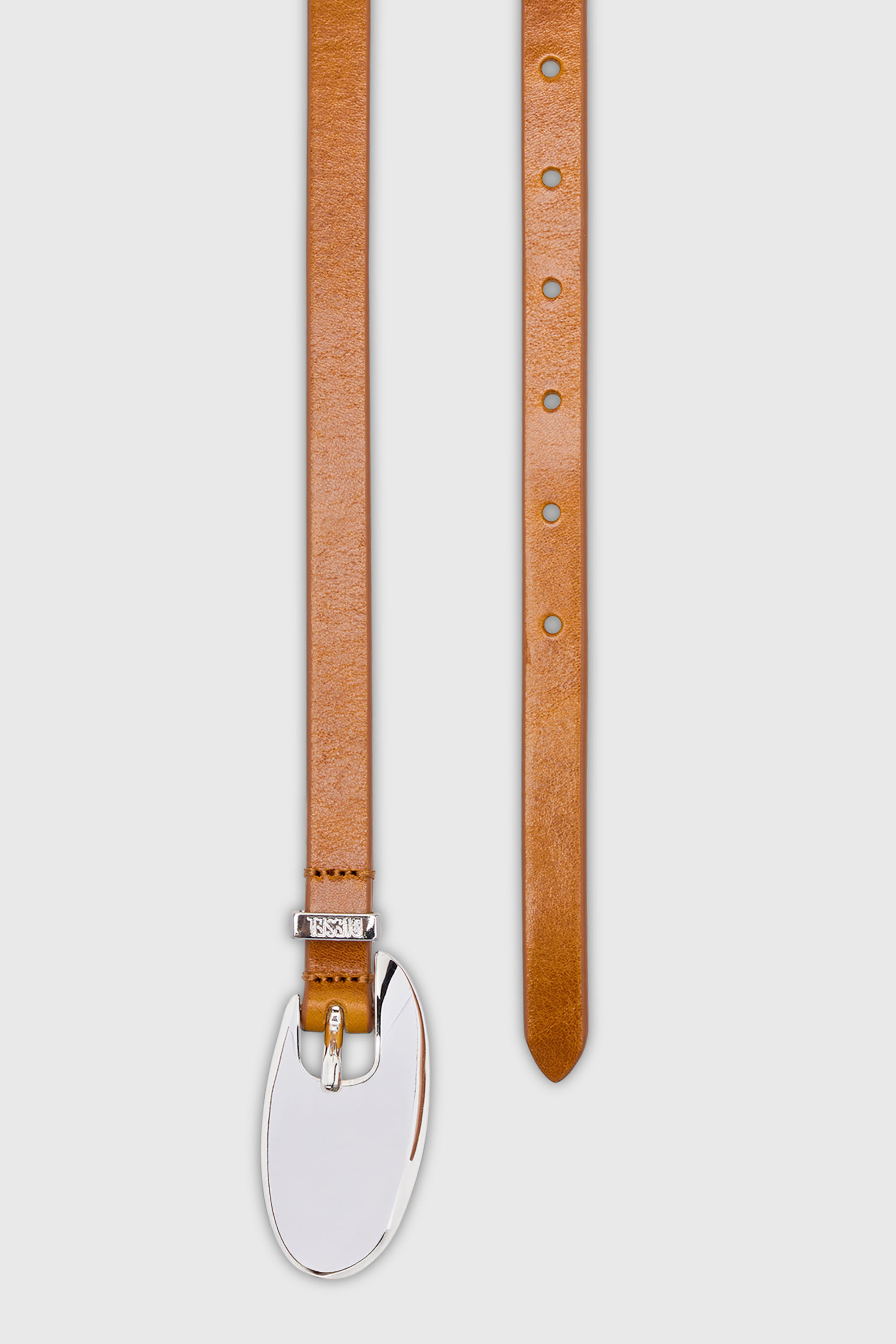 Diesel - B-ROP 15, Ceinture 1.5 cm fine en cuir avec boucle sculpturale Femme in Marron - 3